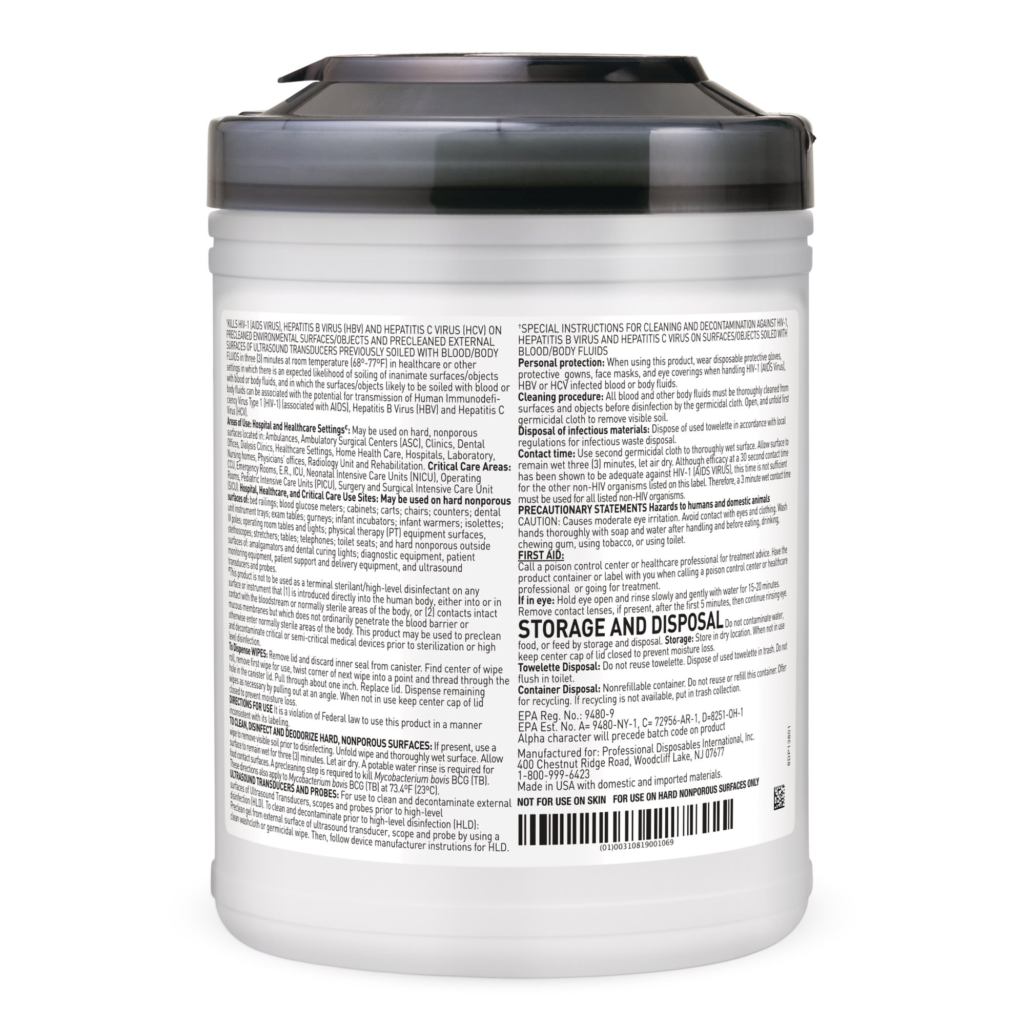 Sani-Cloth® AF3 Germicidal Large Disinfectant Wipes, Canister, 160 ct. - Image 2