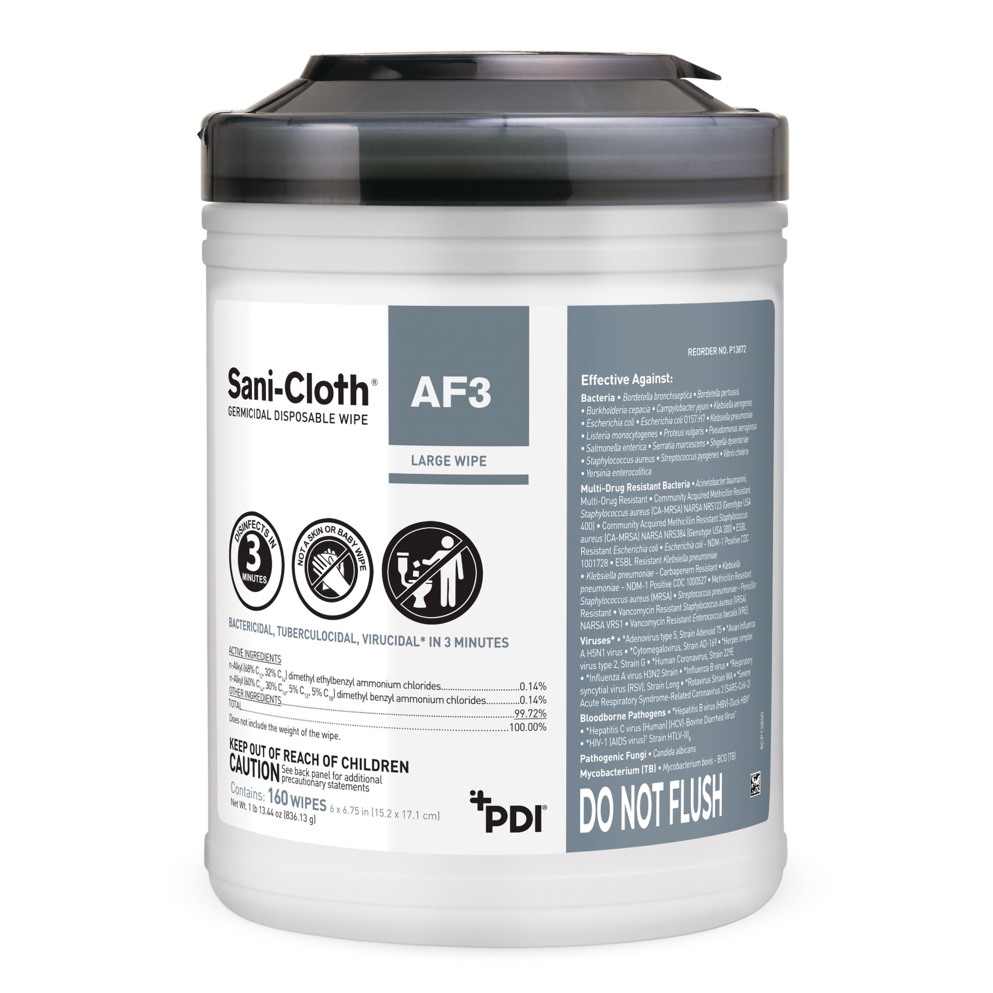 Sani-Cloth® AF3 Germicidal Large Disinfectant Wipes, Canister, 160 ct.