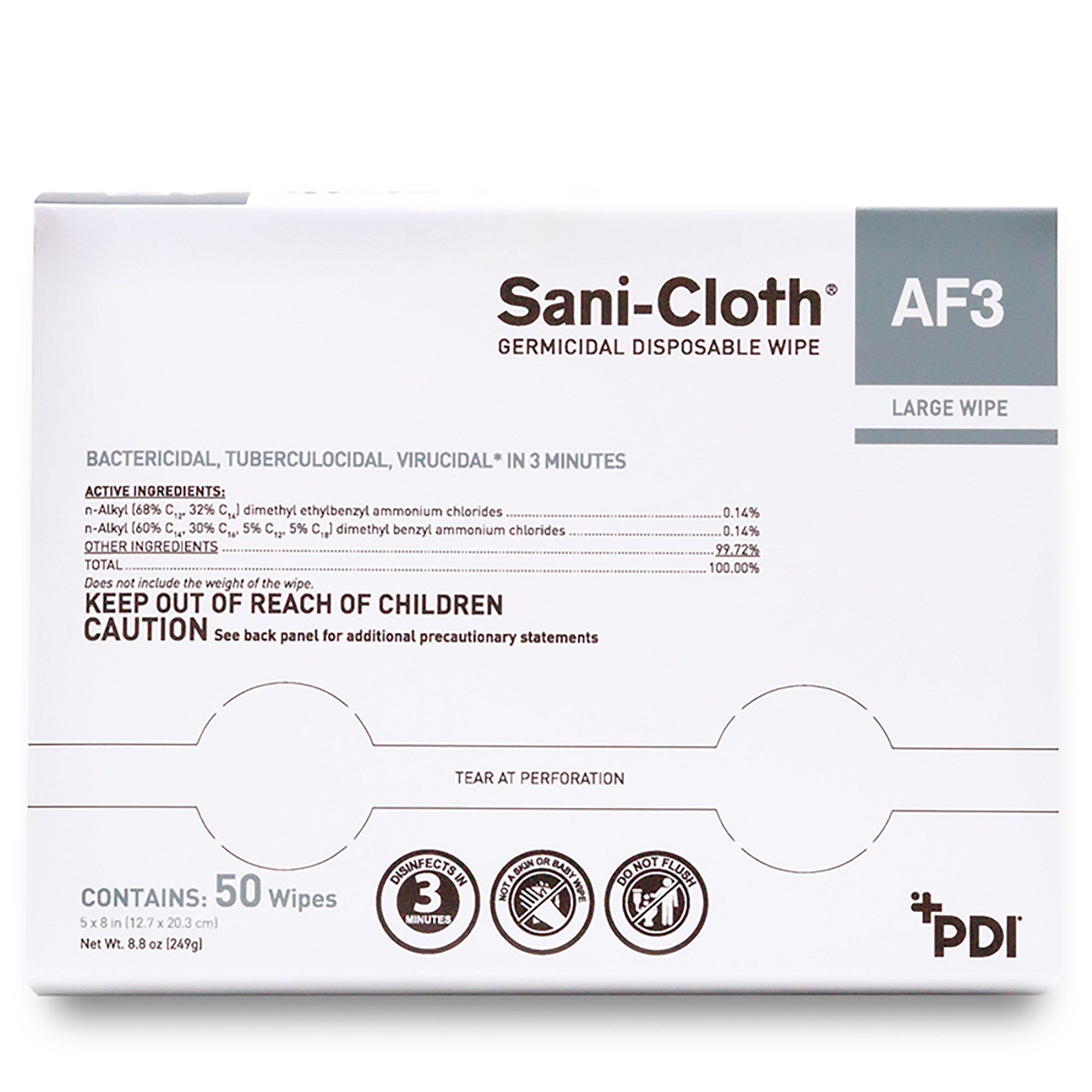 Sani-Cloth® AF3 Germicidal Large Disinfectant Wipes, Individual Packet, 50 ct. - Image 2