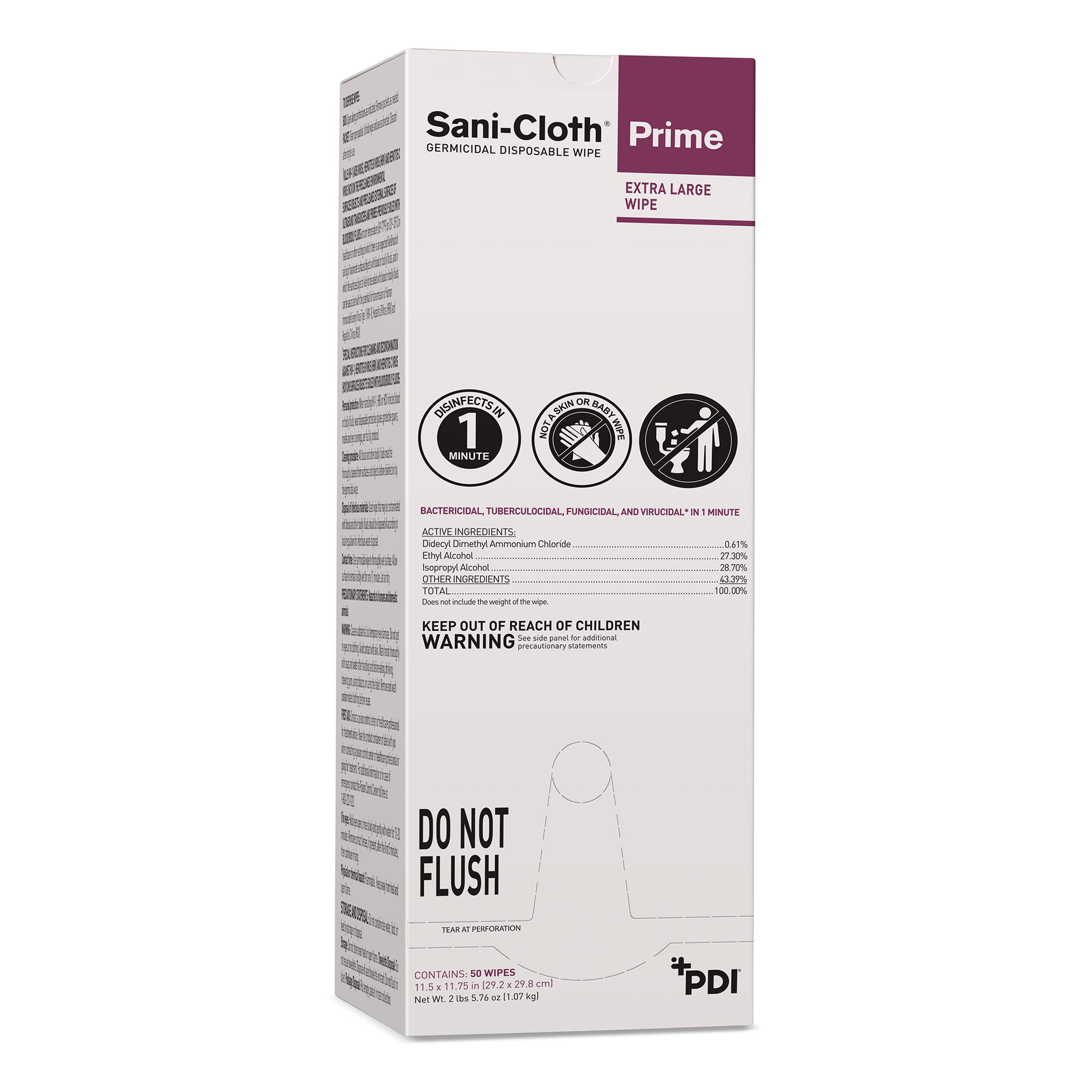 Sani-Cloth® Prime X-Large Germicidal Disinfectant Wipes, Individually Wrapped