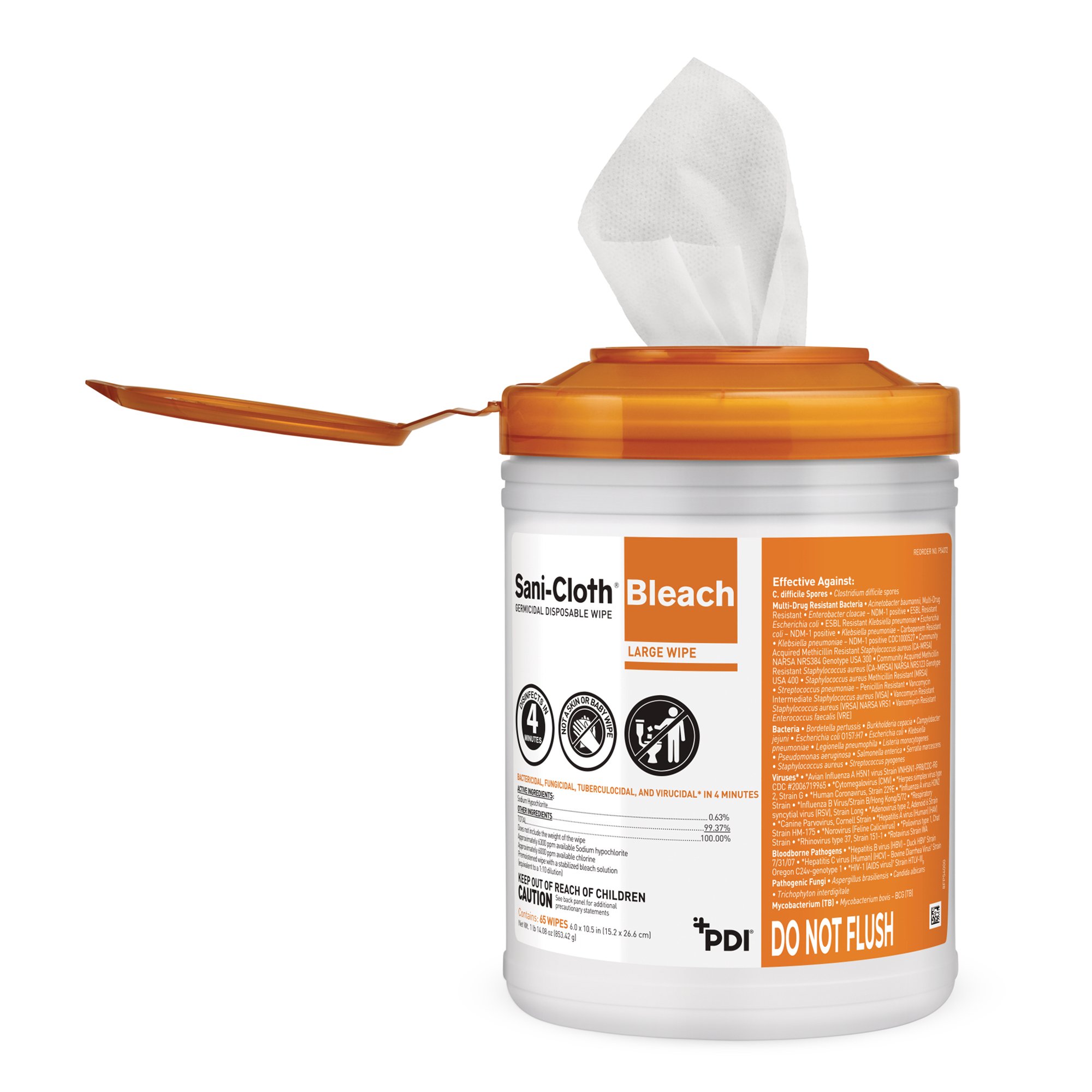 Sani-Cloth® Surface Disinfectant Cleaner Bleach Wipe, Canister - Image 3