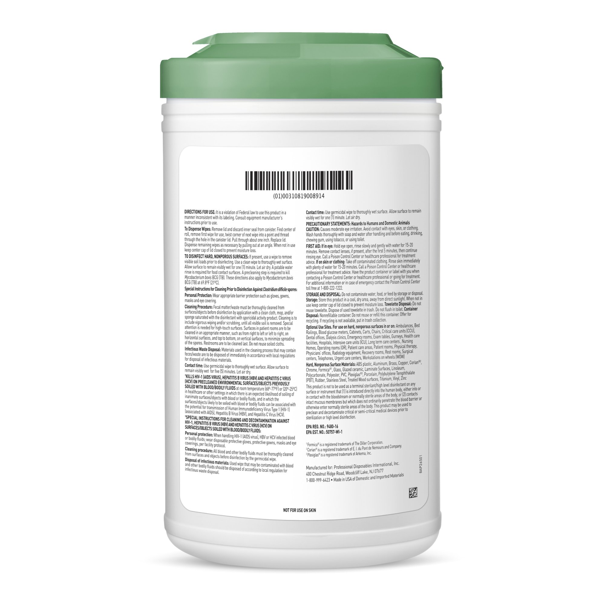Sani-HyPerCide® Extra Large Germicidal Disinfectant Wipes, Canister - Image 2