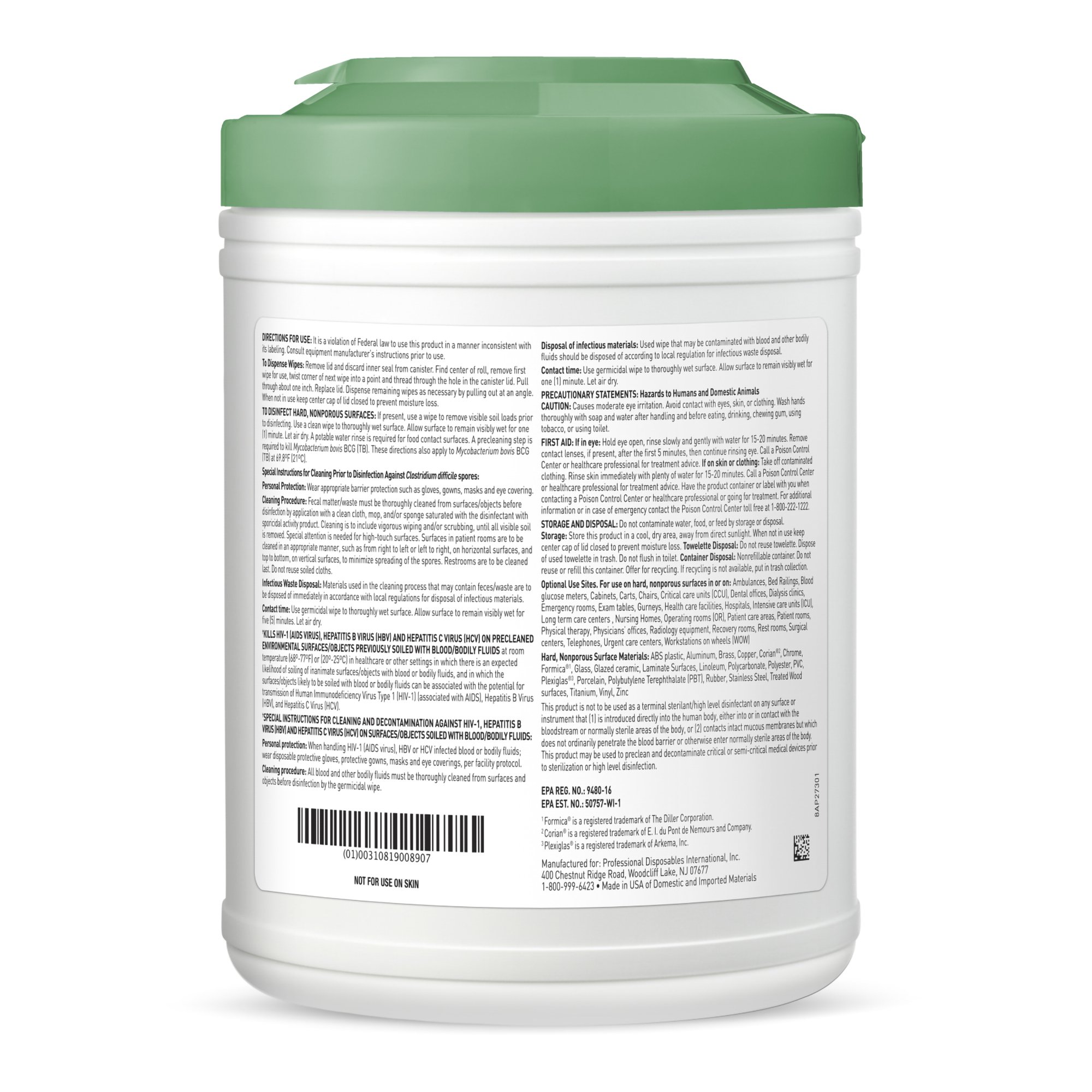 Sani-HyPerCide® Large Germicidal Disinfectant Wipes, Canister - Image 2