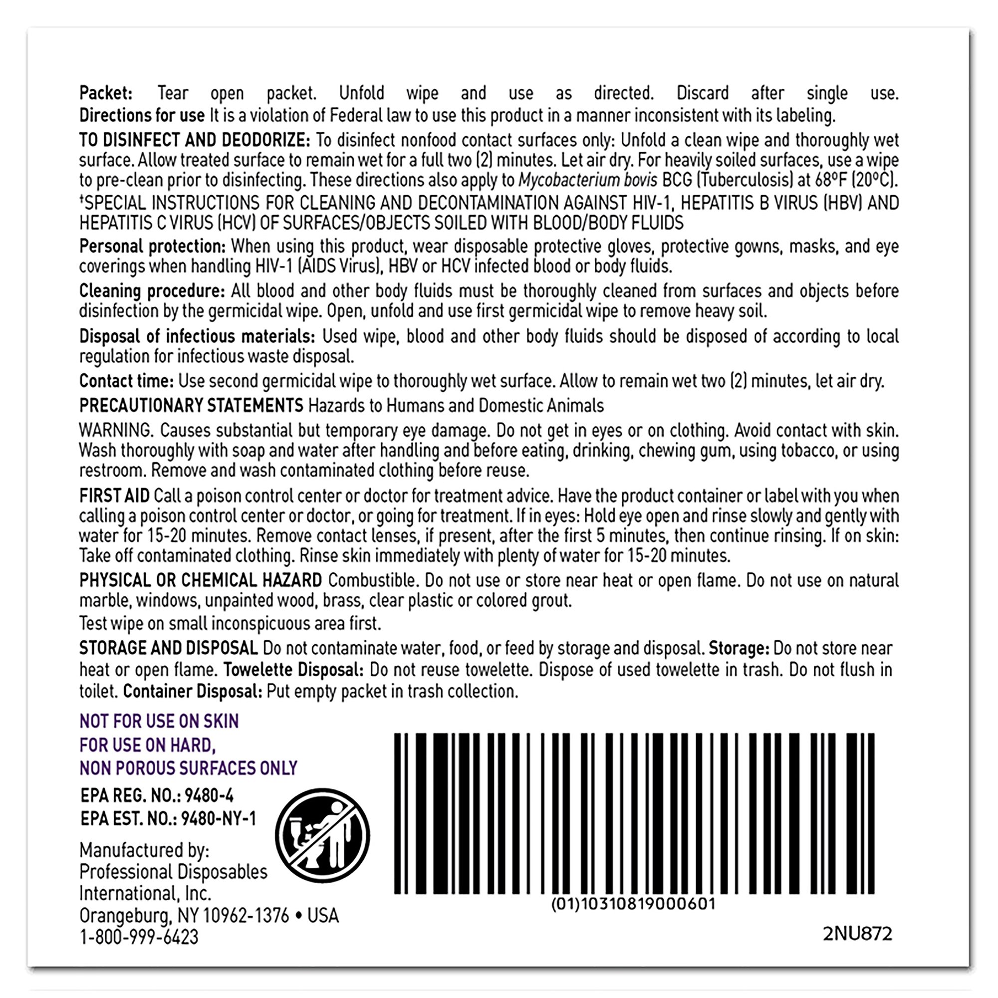 Super Sani-Cloth® Extra Large Germicidal Disinfectant Wipes, Individual Packets - Image 3