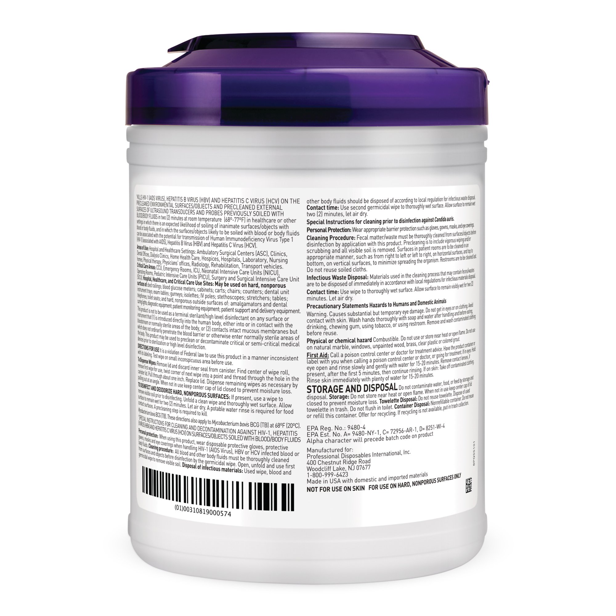 Super Sani-Cloth® Large Germicidal Disinfectant Wipes, Canister, 160 ct. - Image 2
