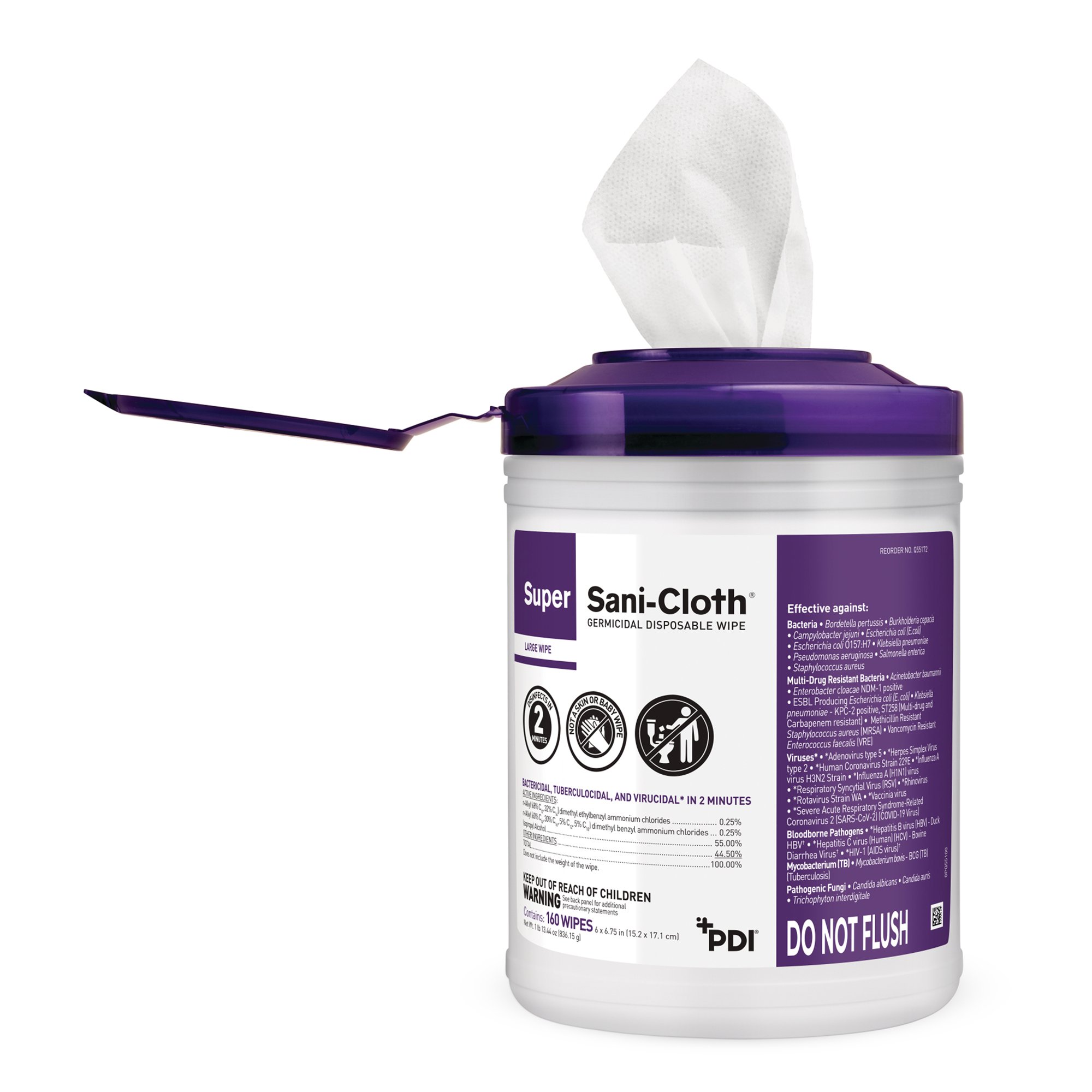 Super Sani-Cloth® Large Germicidal Disinfectant Wipes, Canister, 160 ct. - Image 3