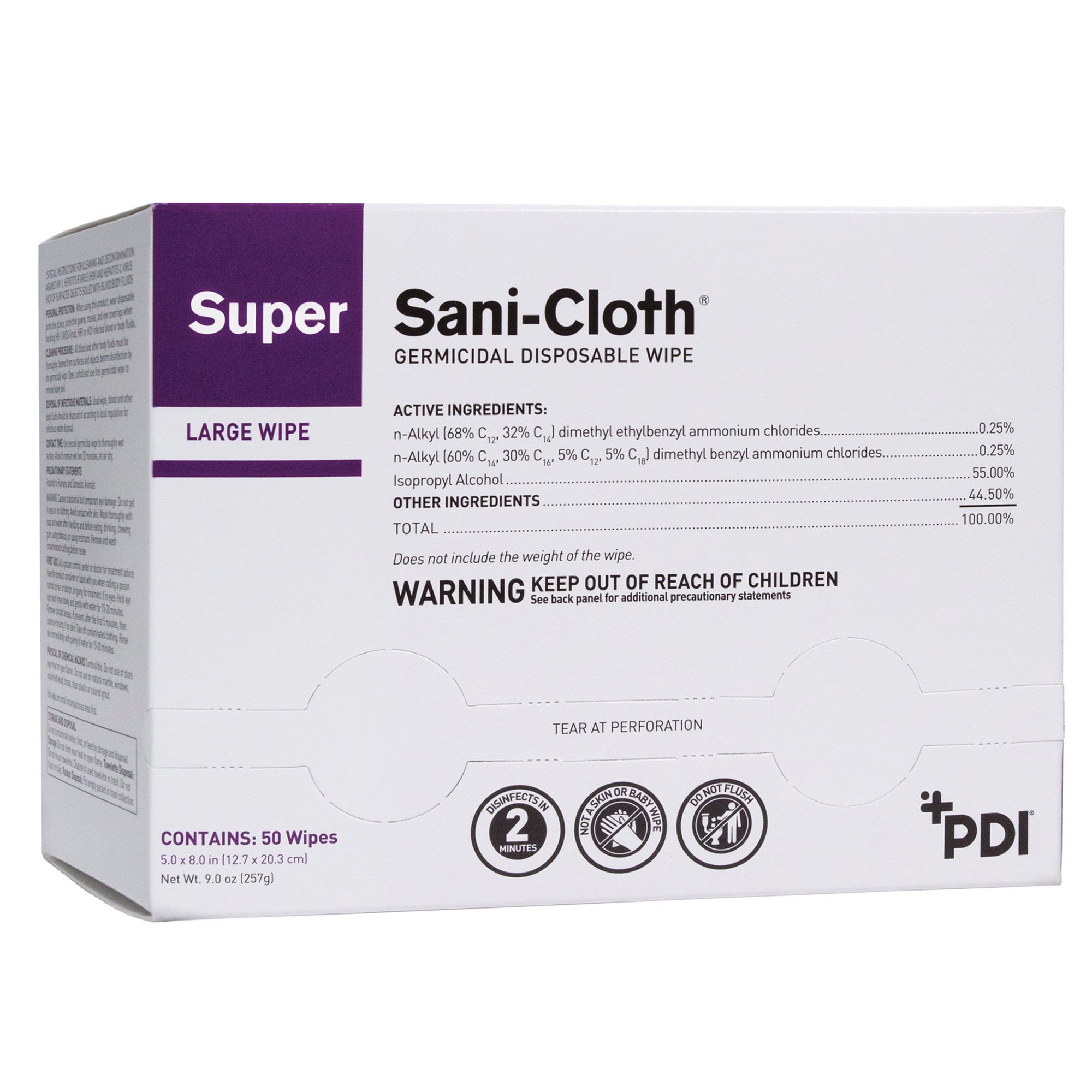 Super Sani-Cloth® Large Germicidal Disinfectant Wipes, Individual Packets