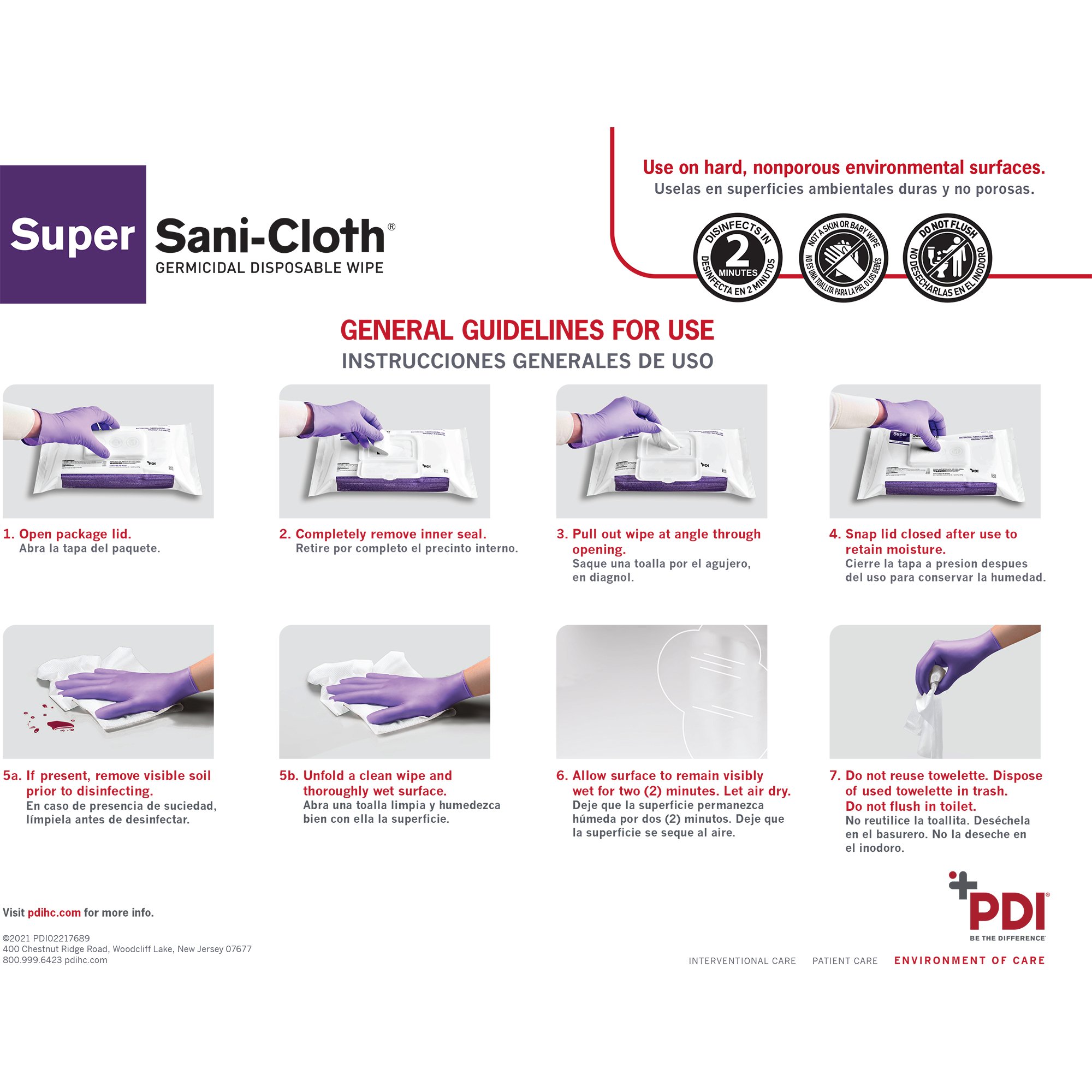 Super Sani-Cloth® Large Germicidal Disinfectant Wipes, Soft Pack - Image 2