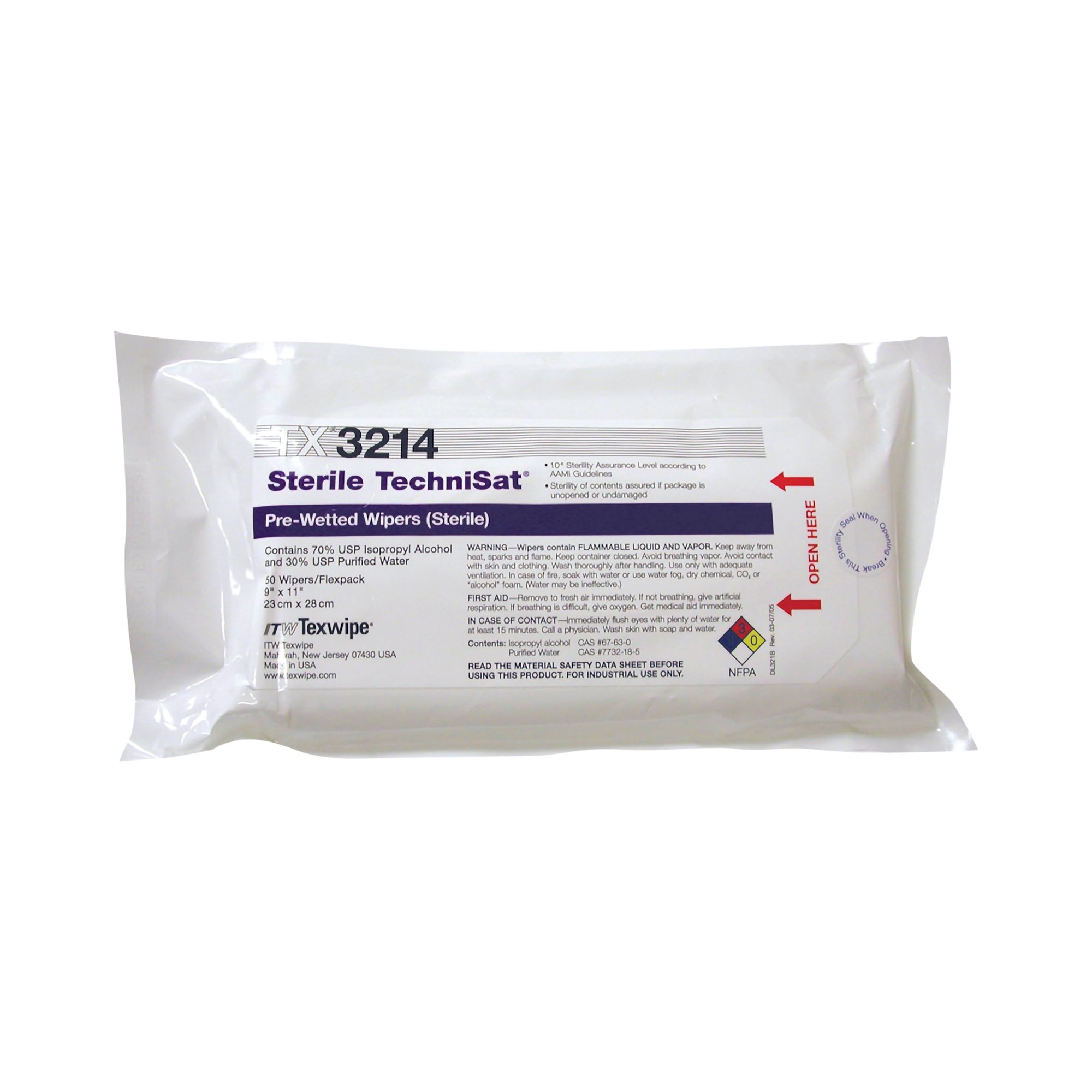 TechniSat® Pre-Saturated Nonwoven Cleanroom Wipes