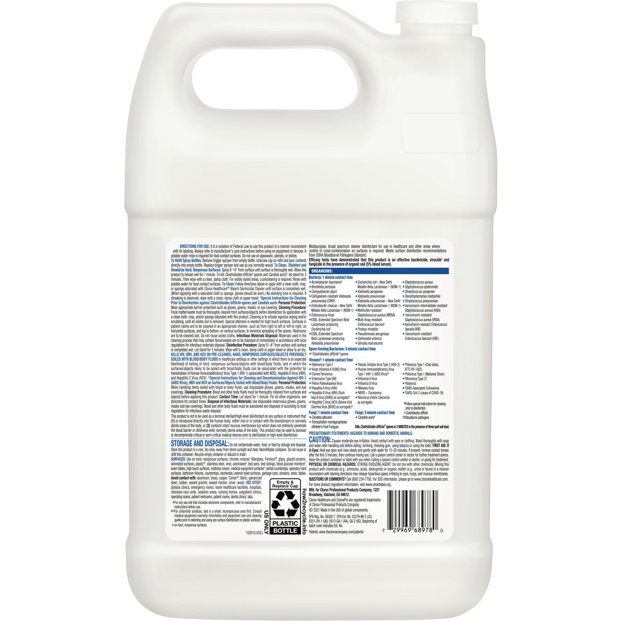 Clorox Healthcare® Bleach Germicidal Cleaner, Jug, 1 gal. - Image 2