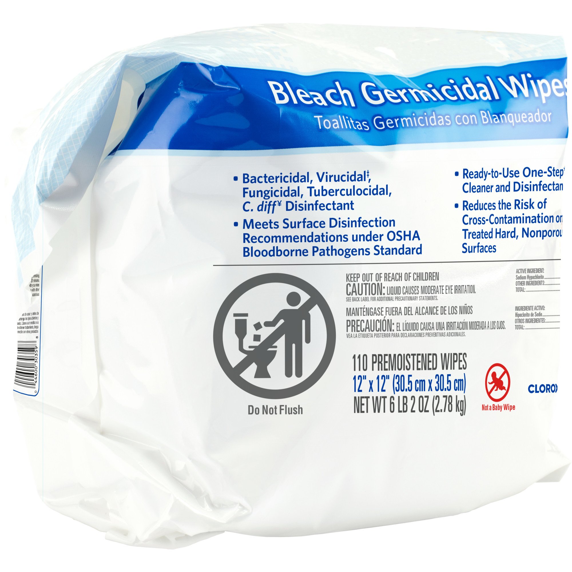 Clorox Healthcare® Bleach Germicidal Wipes, Refill Pouch, 110 ct.