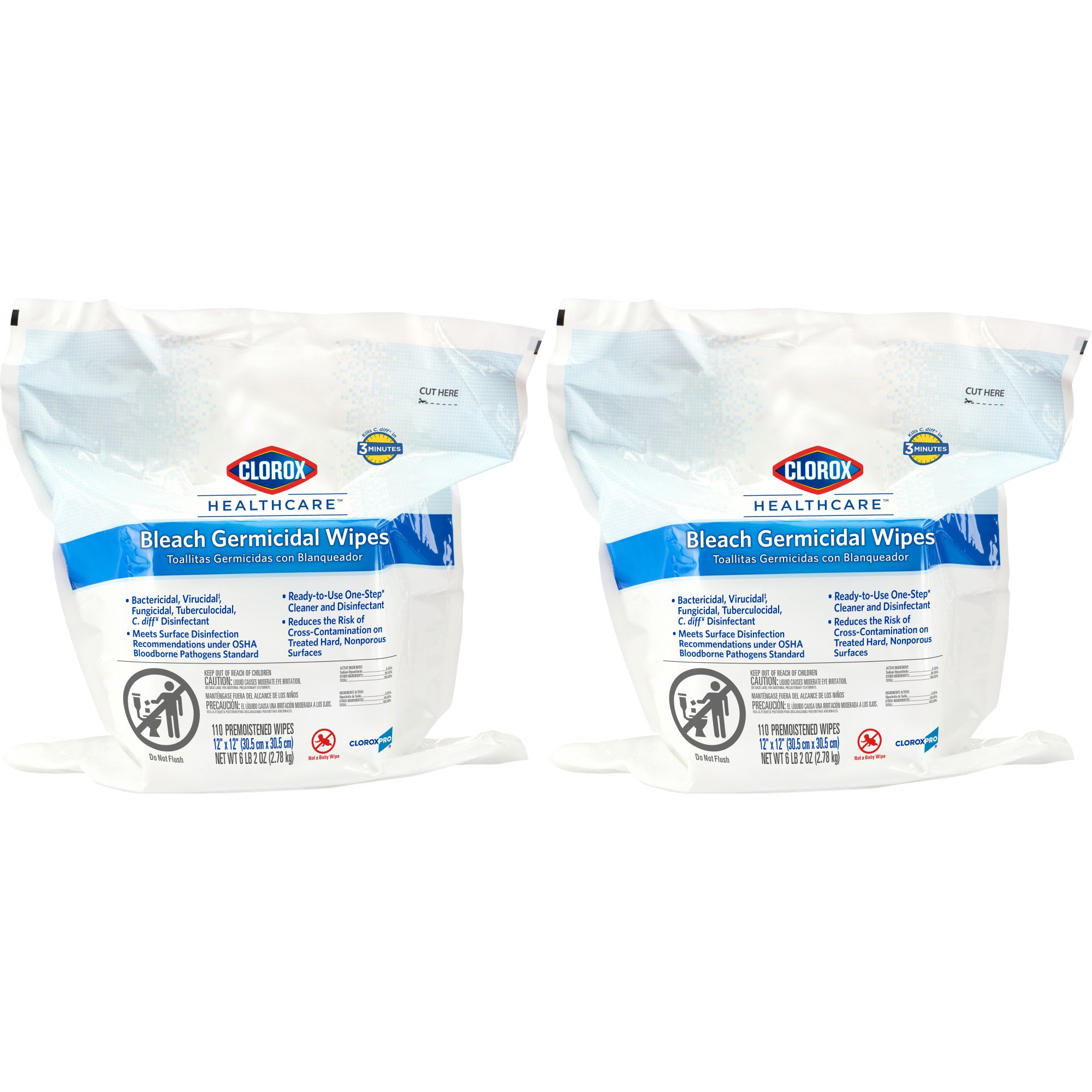 Clorox Healthcare® Bleach Germicidal Wipes, Refill Pouch, 110 ct. - Image 5