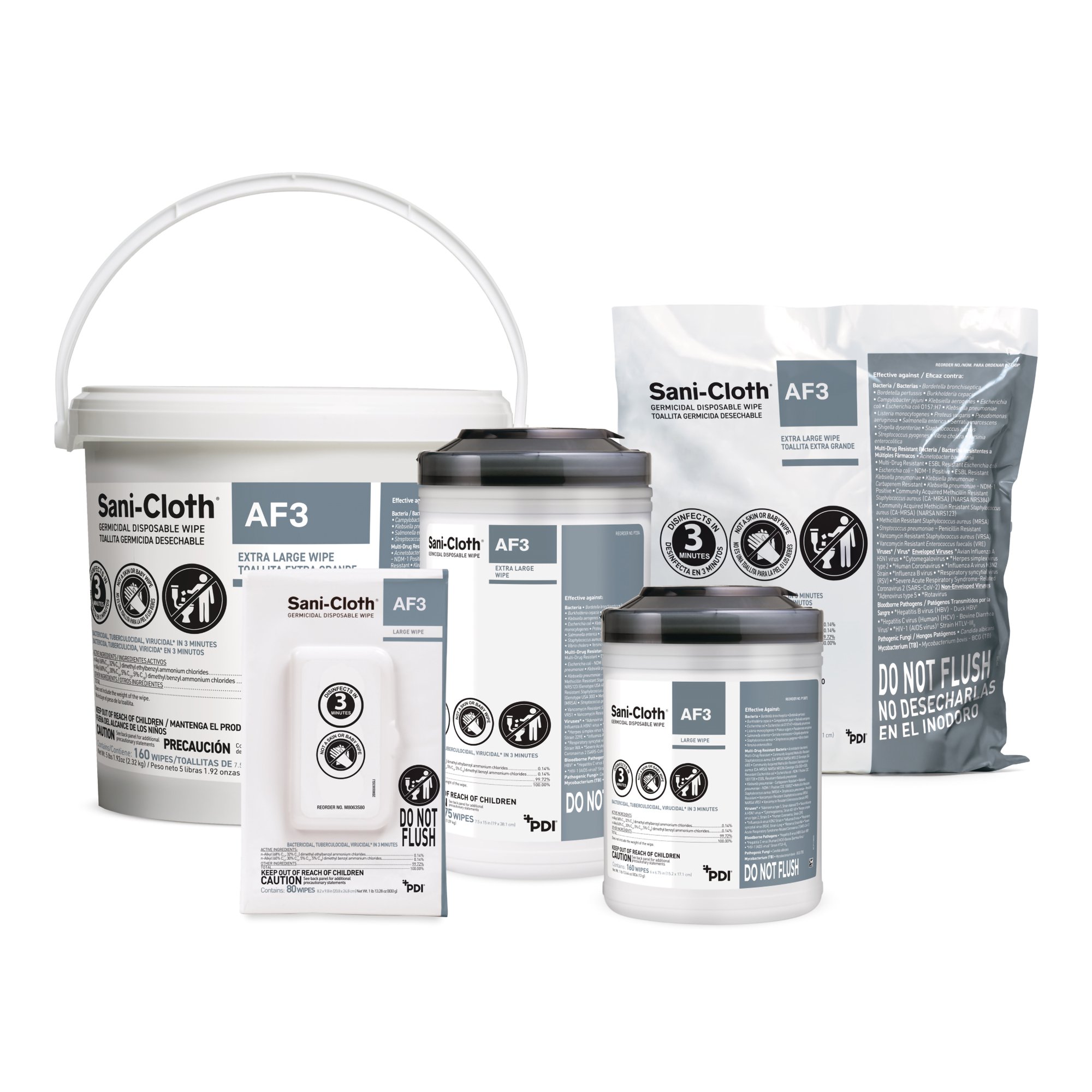 Sani-Cloth® AF3 Germicidal Extra Large Disinfectant Wipes, Refill Bag, 160 ct. - Image 2