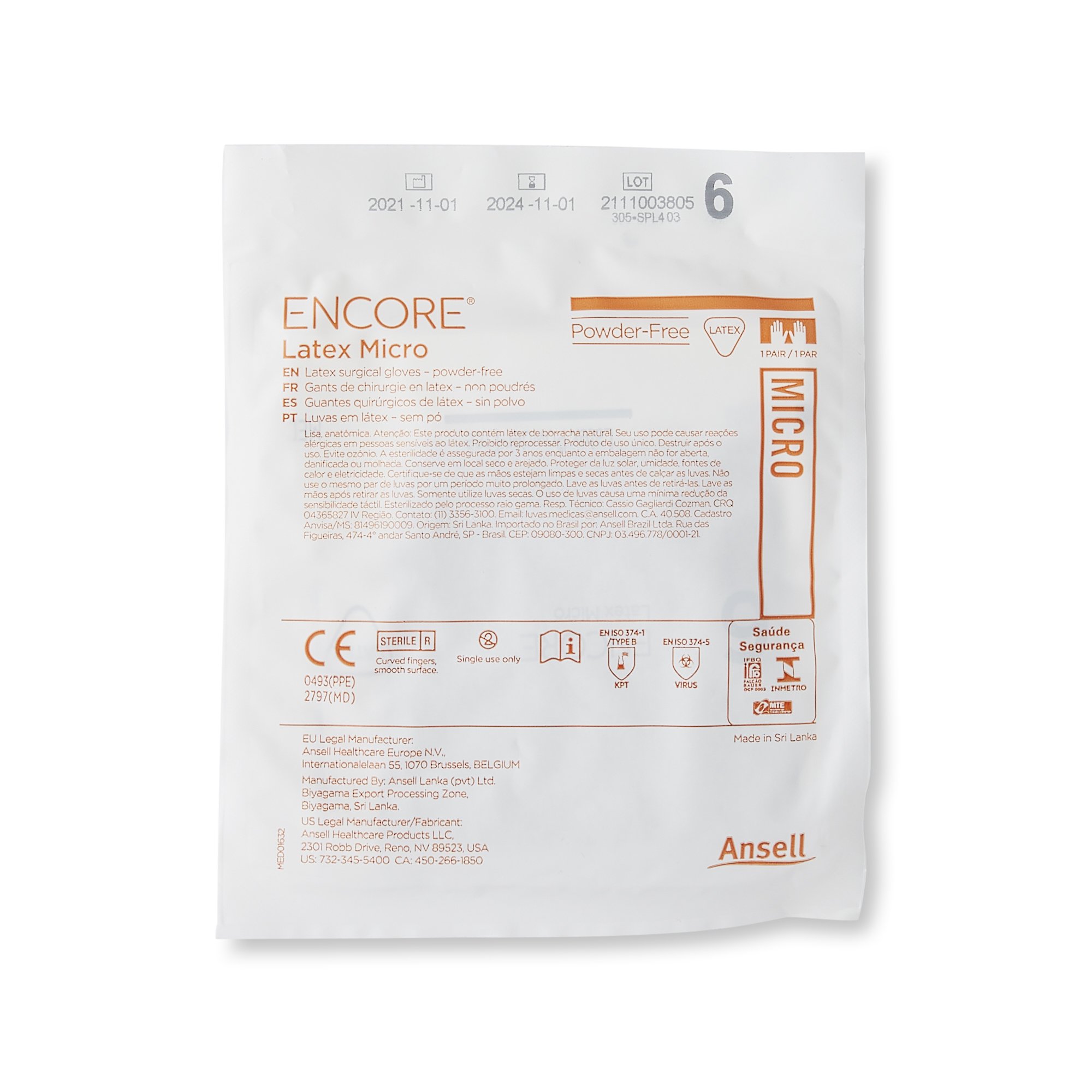 Encore® Latex Micro Surgical Glove, Size 6, Brown - Image 3