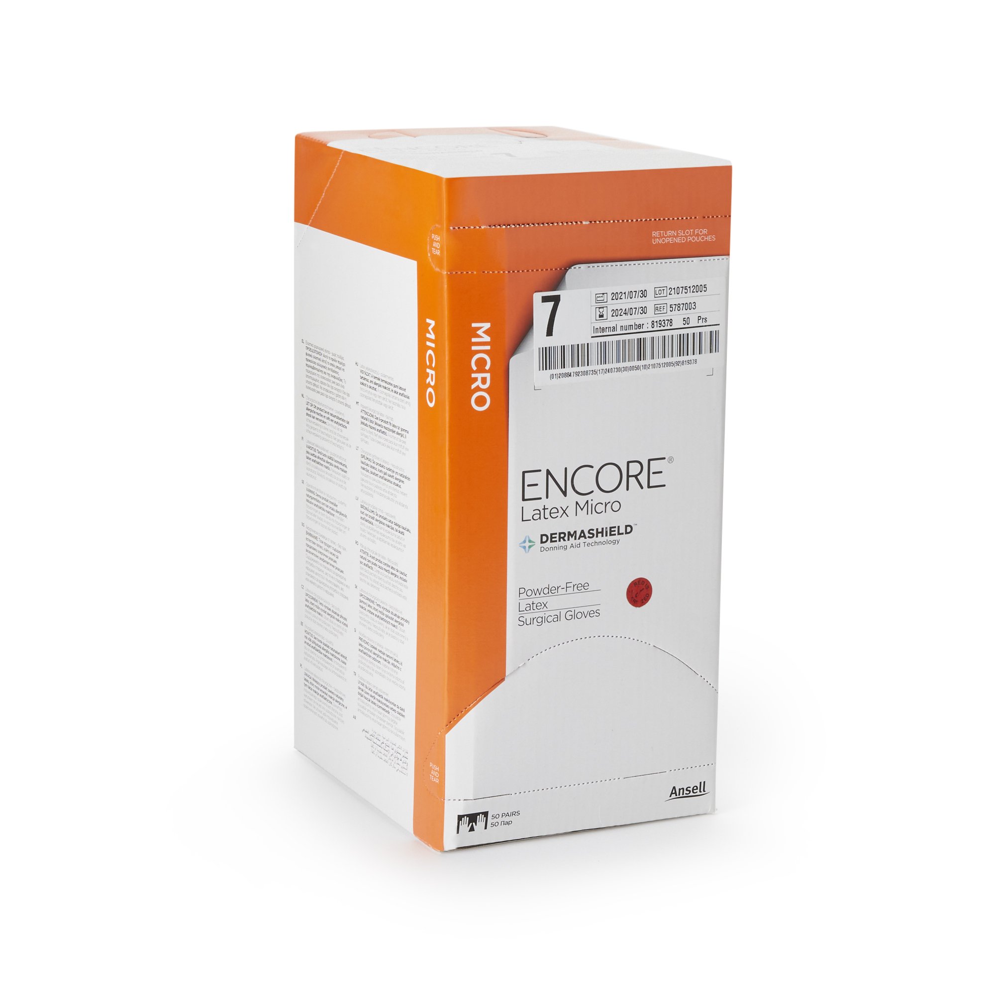 Encore® Latex Micro Surgical Glove, Size 7, Brown - Image 2