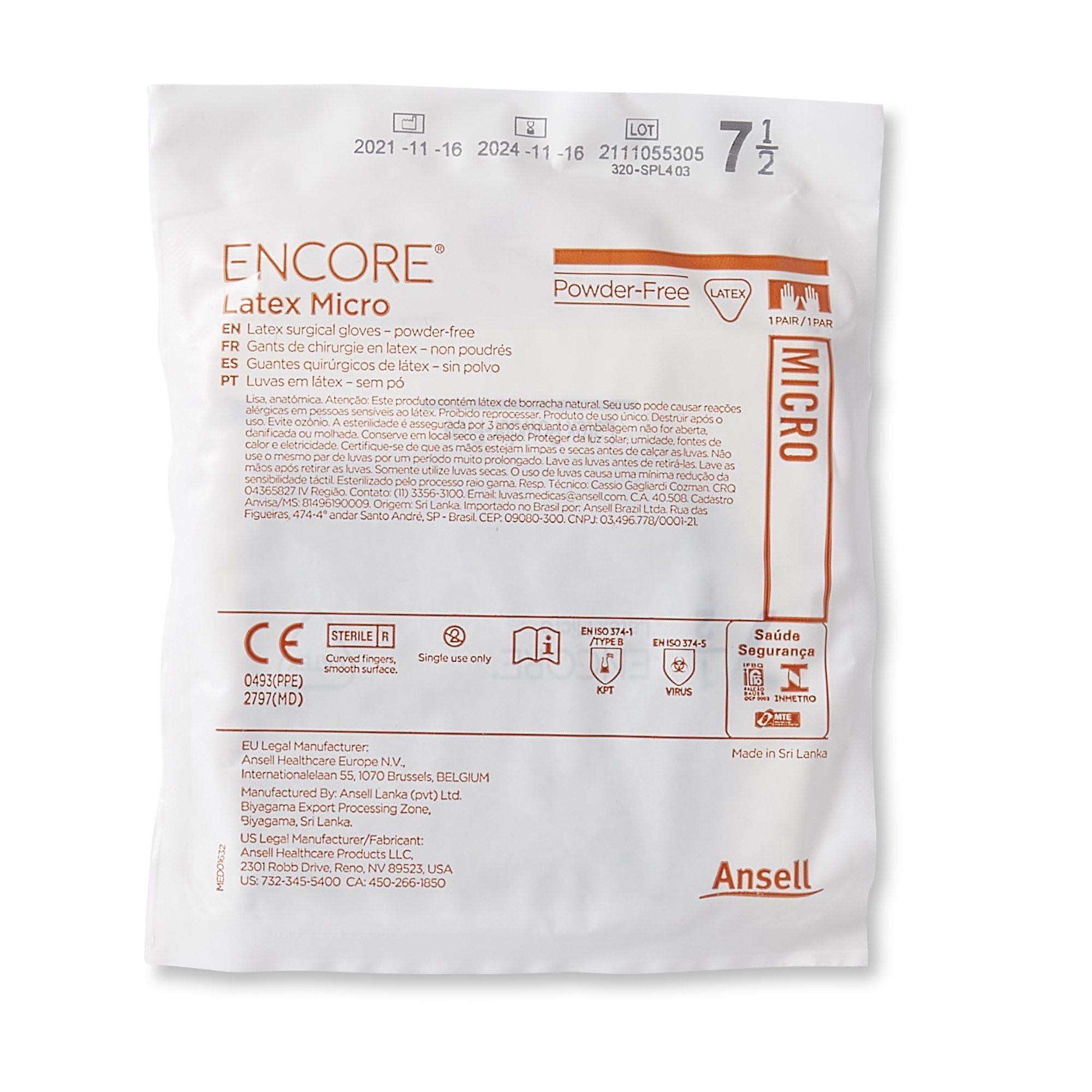 Encore® Latex Micro Surgical Glove, Size 7.5, Brown - Image 3
