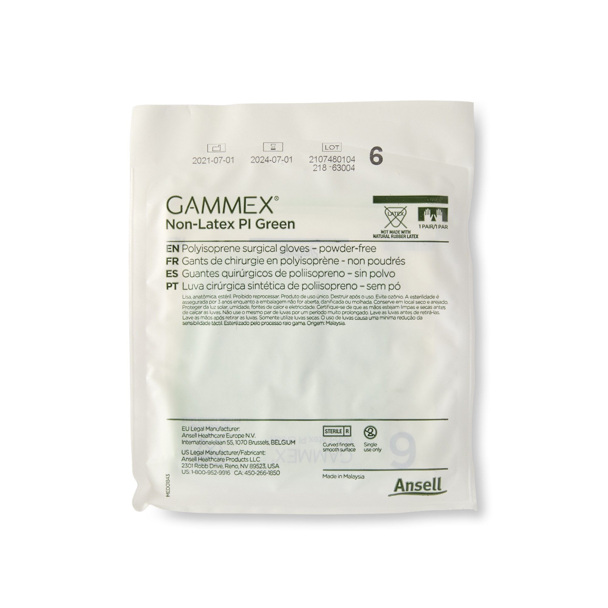 Gammex® Non-Latex PI Green Polyisoprene Surgical Glove, Size 6, Light Green - Image 3