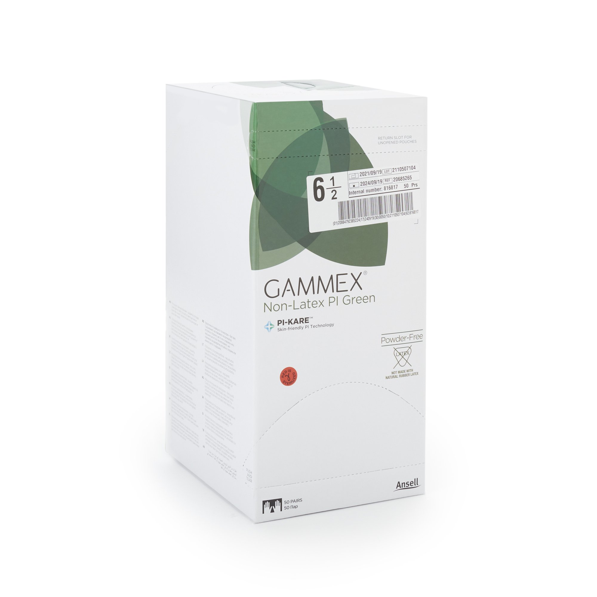 Gammex® Non-Latex PI Green Polyisoprene Surgical Glove, Size 6.5, Light Green - Image 2