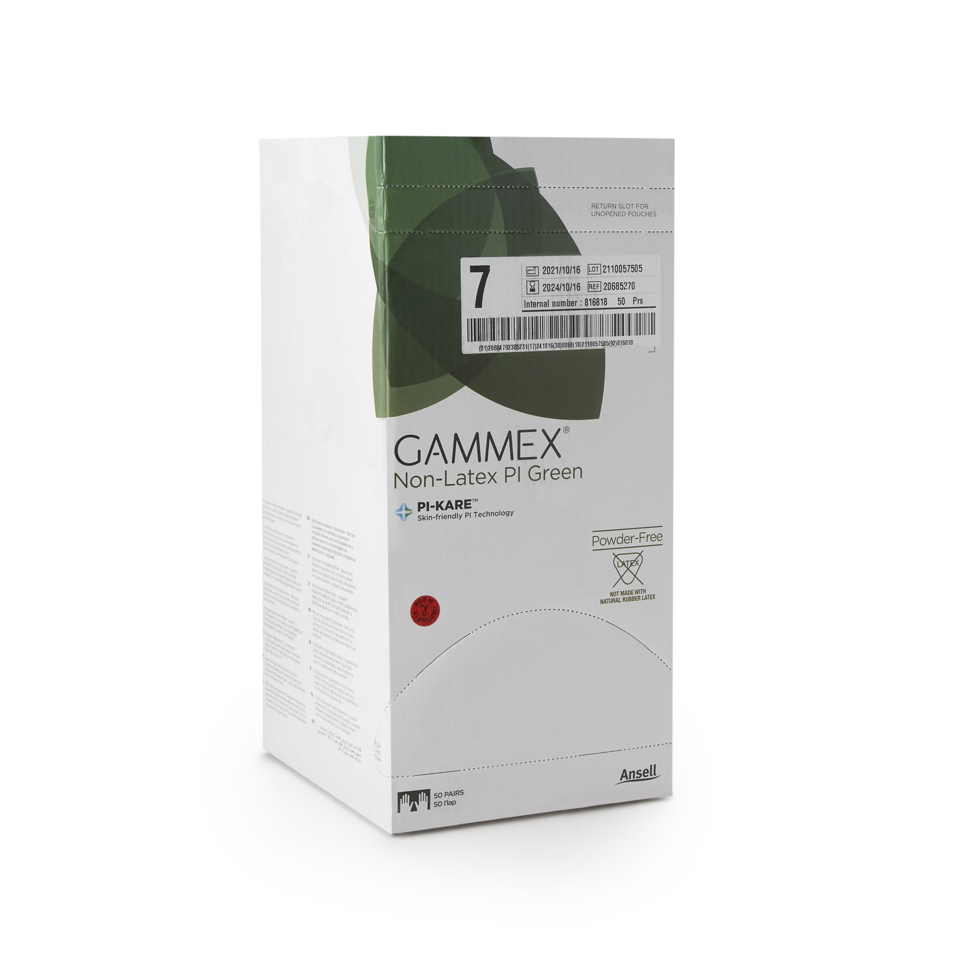 Gammex® Non-Latex PI Green Polyisoprene Surgical Glove, Size 7, Light Green - Image 2