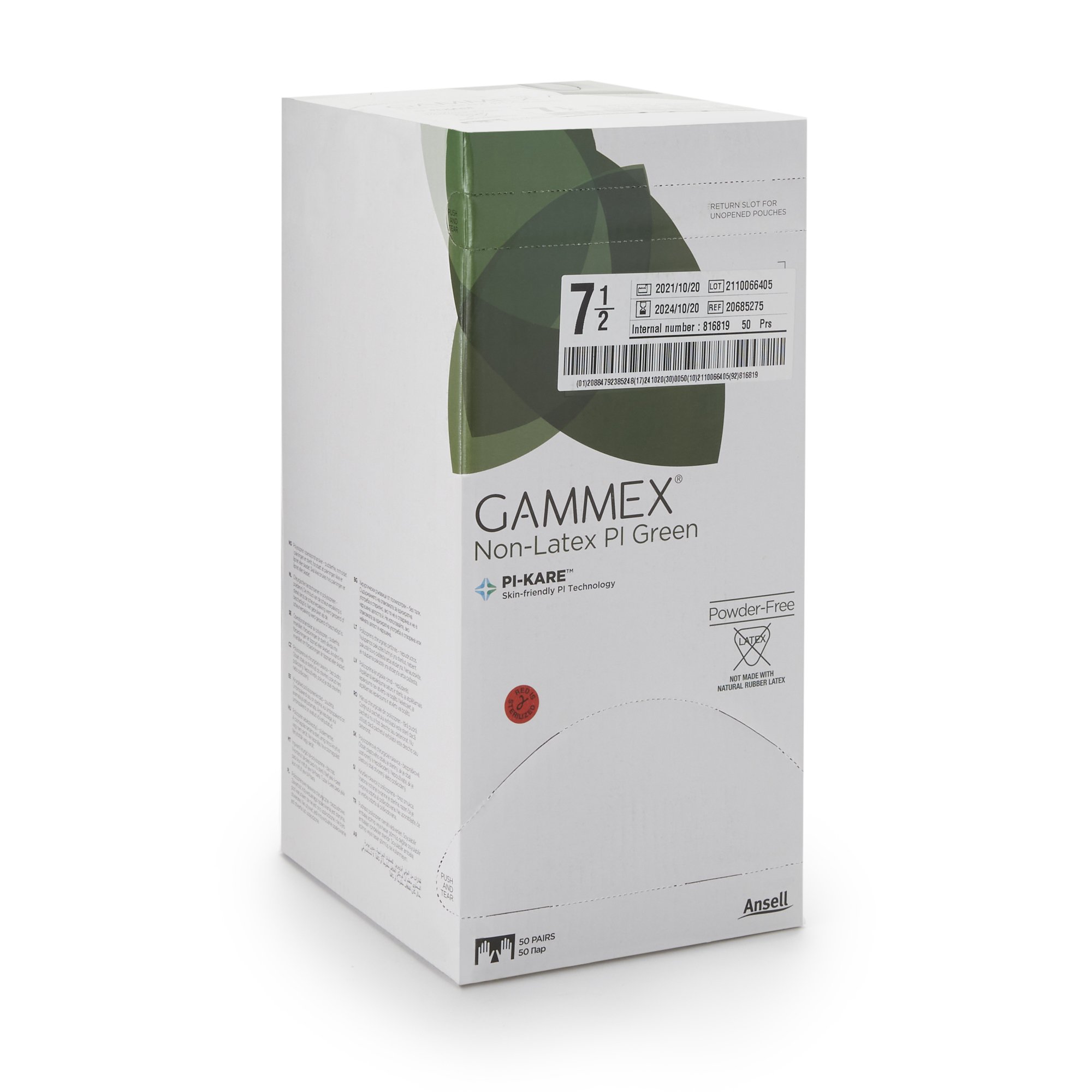 Gammex® Non-Latex PI Green Polyisoprene Surgical Glove, Size 7.5, Light Green - Image 2