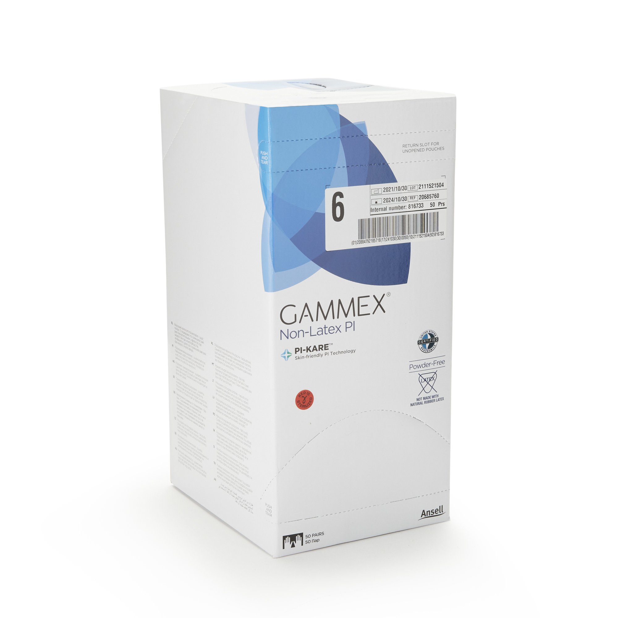 Gammex® Non-Latex PI Polyisoprene Surgical Glove, Size 6, White - Image 2