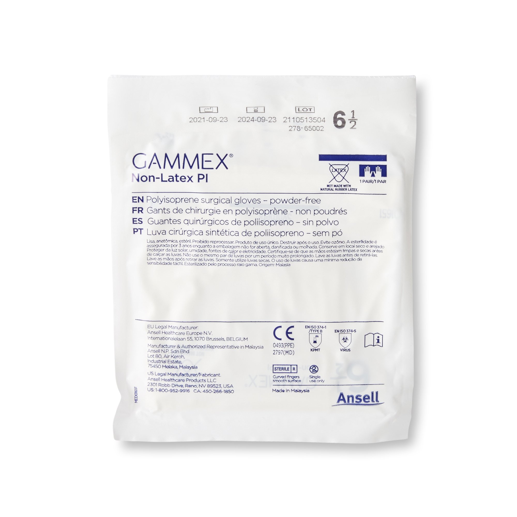 Gammex® Non-Latex PI Polyisoprene Surgical Glove, Size 6.5, White - Image 3