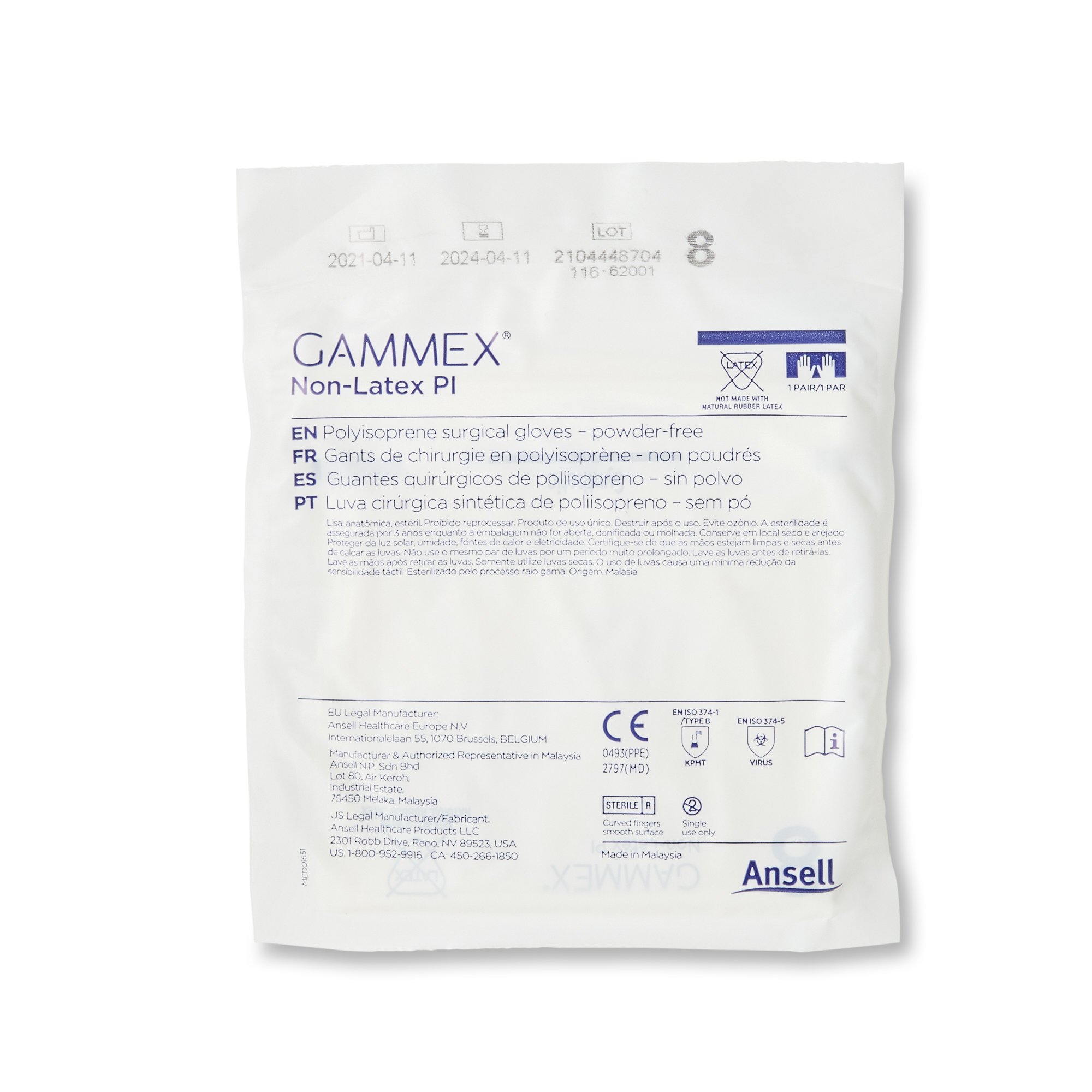 Gammex® Non-Latex PI Polyisoprene Surgical Glove, Size 8, White - Image 3