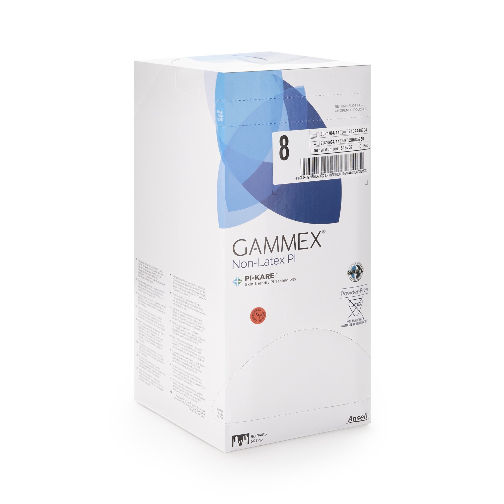 Gammex® Non-Latex PI Polyisoprene Surgical Glove, Size 8, White - Image 2