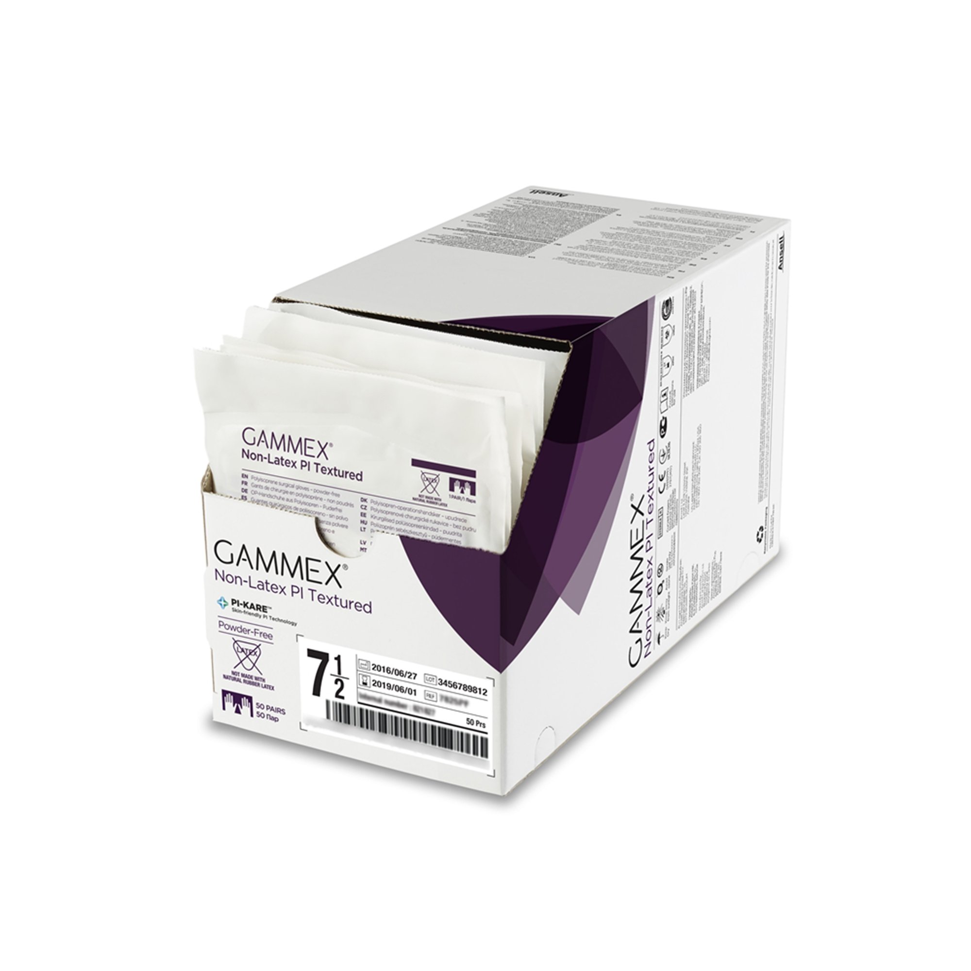 Gammex® Non-Latex PI Textured Polyisoprene Surgical Glove, Size 7.5, White - Image 2