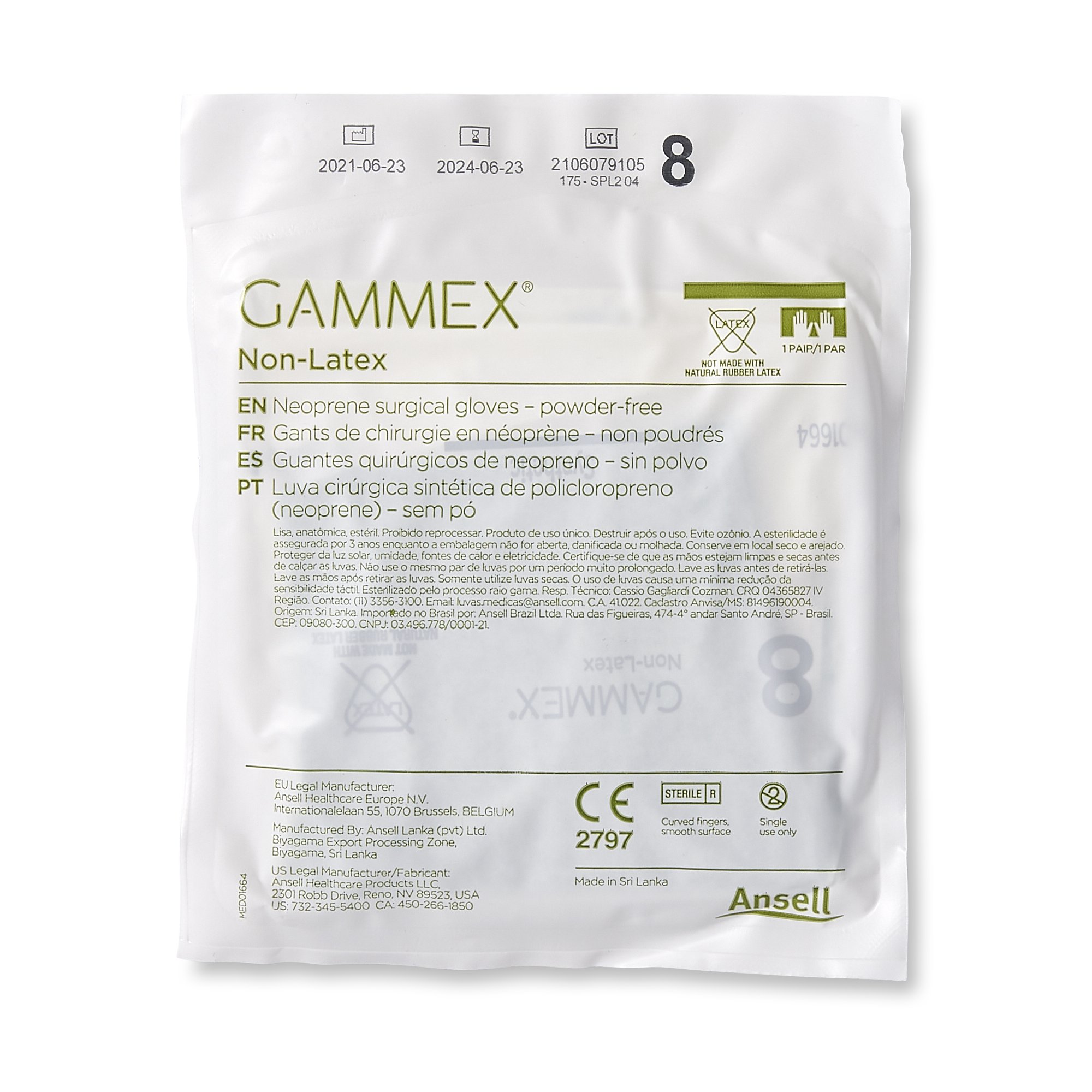 Gammex® Non-Latex Polyisoprene Surgical Glove, Size 8, Green - Image 3