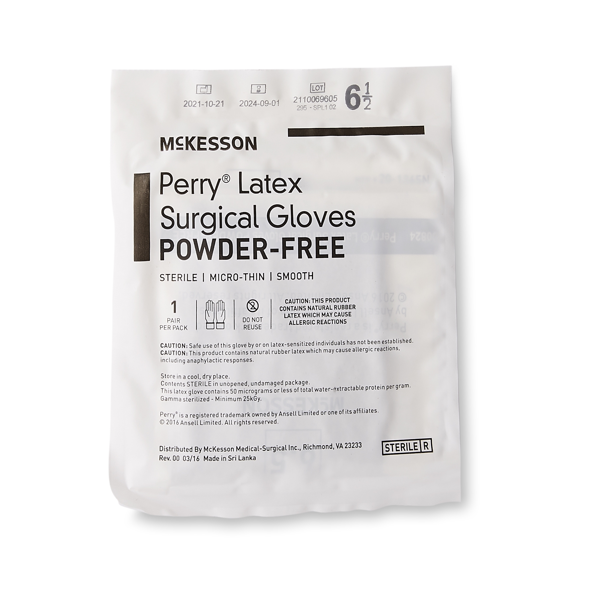 McKesson Perry® Latex Surgical Glove, Size 6.5, Brown - Image 2