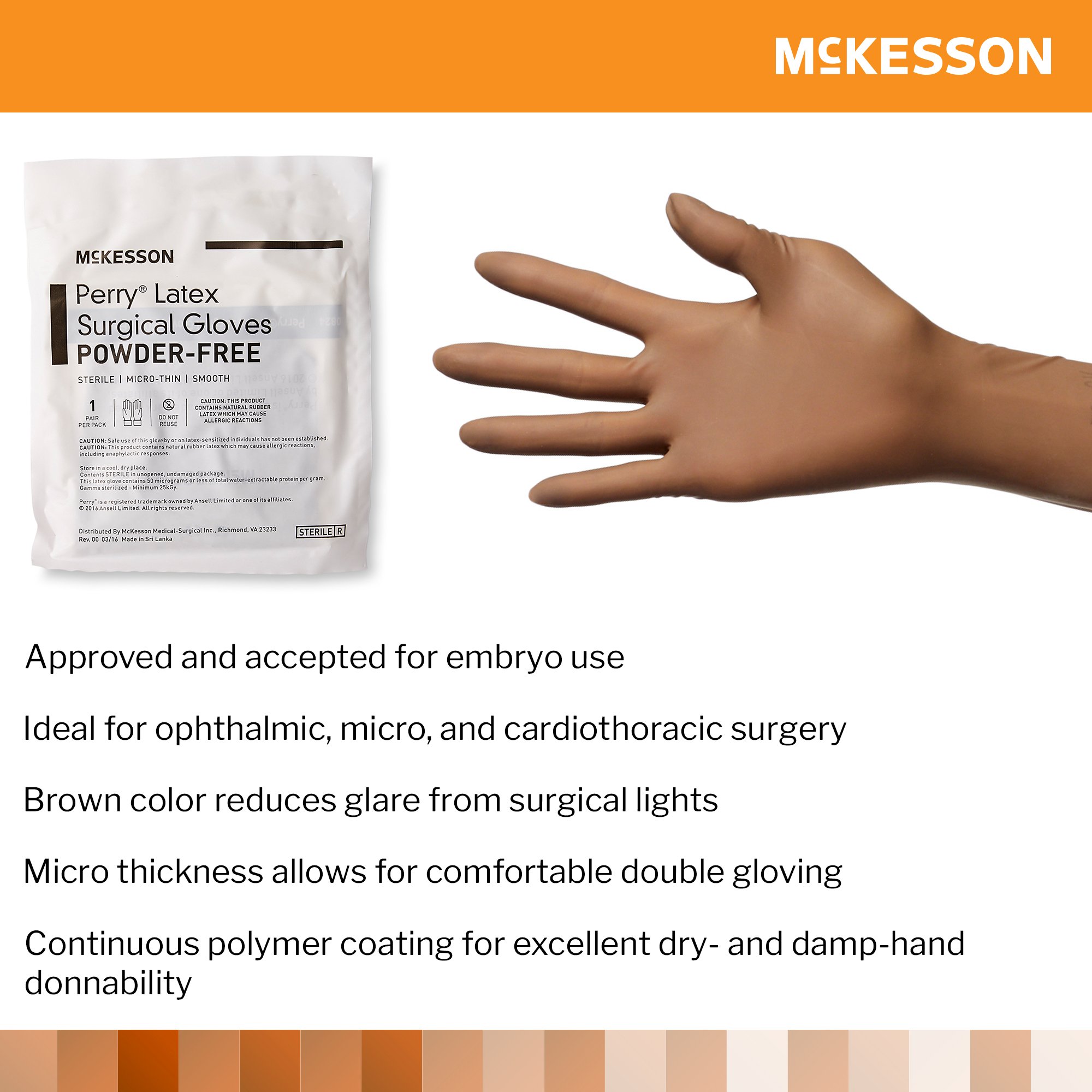 McKesson Perry® Latex Surgical Glove, Size 7, Brown - Image 4