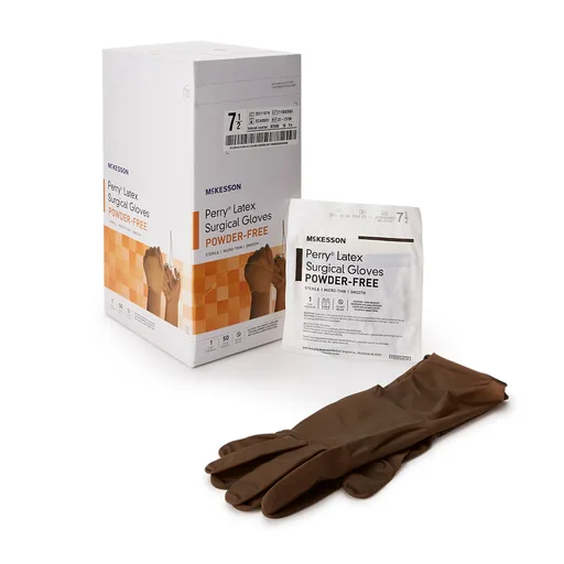 McKesson Perry® Latex Surgical Glove, Size 7.5, Brown