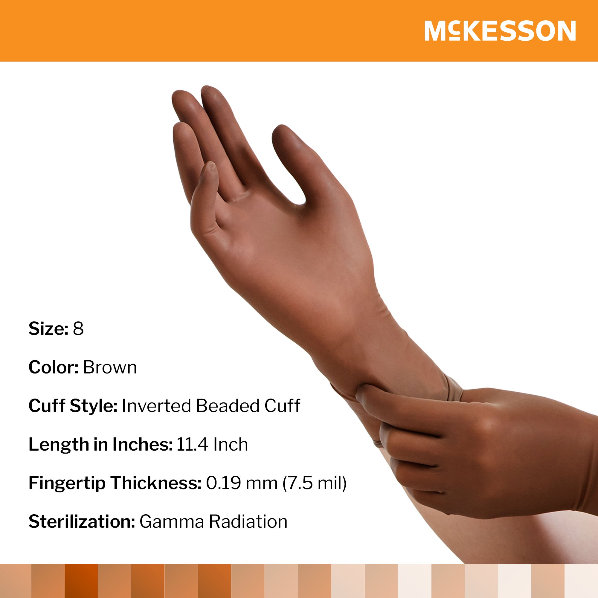McKesson Perry® Latex Surgical Glove, Size 8, Brown - Image 2