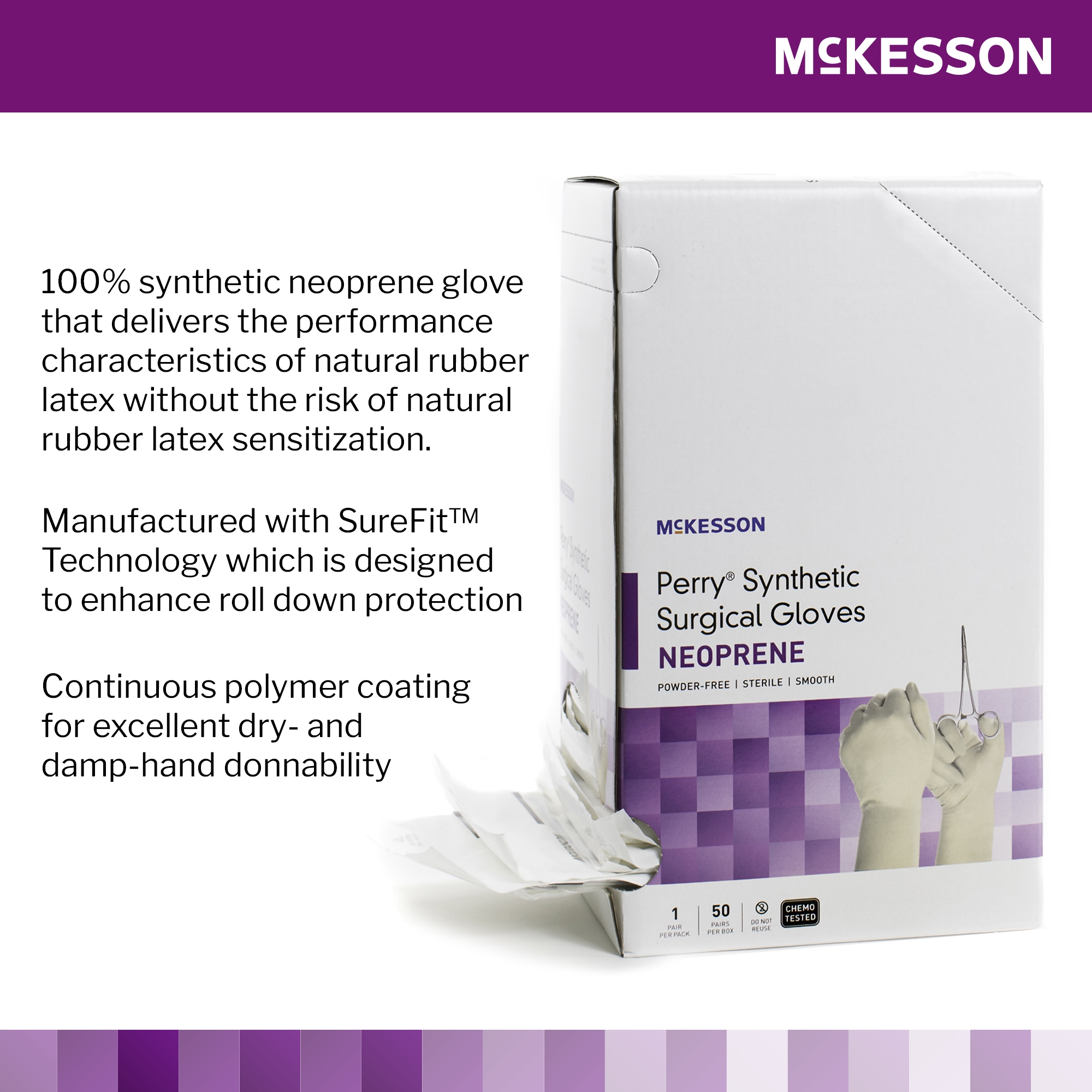 McKesson Perry® Polychloroprene Surgical Glove, Size 7.5, Cream - Image 4