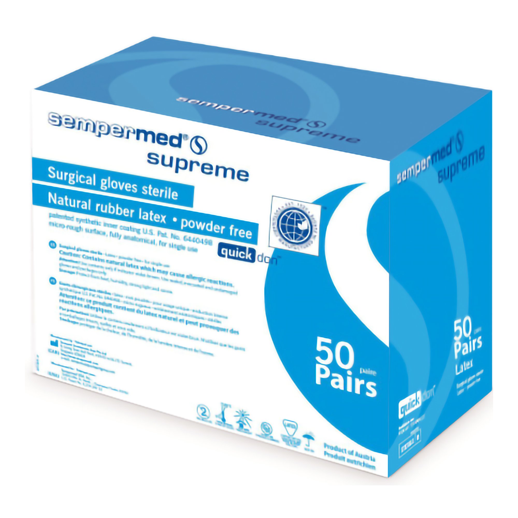 Sempermed® Supreme Latex Surgical Glove, Size 7.5, Ivory