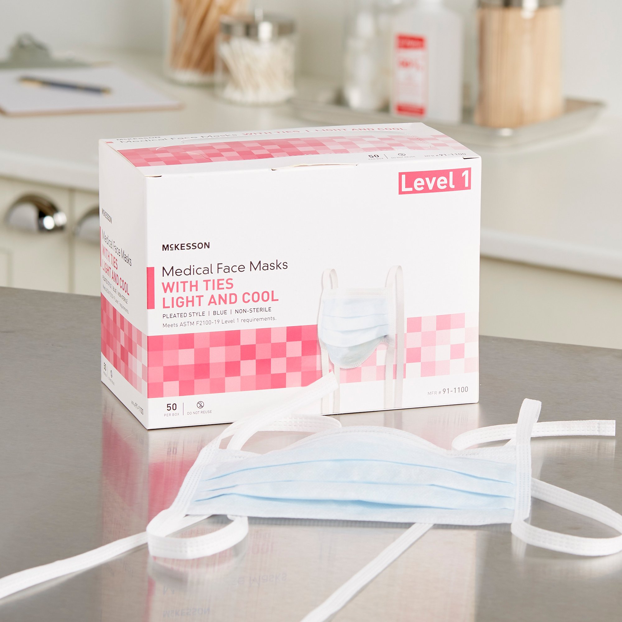 McKesson Classic Style Light & Cool Surgical Mask, Blue - Image 5