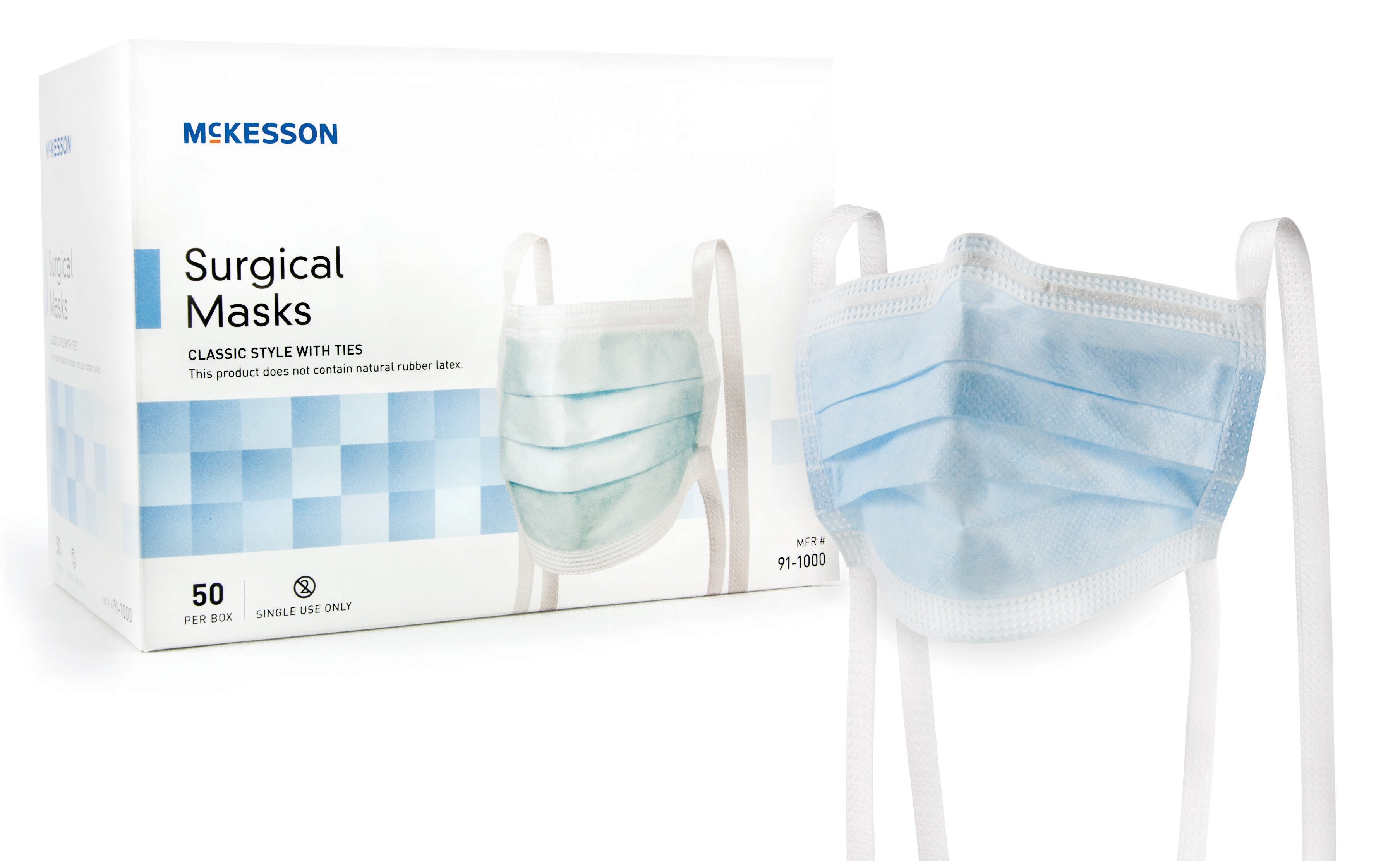 McKesson Classic Style Surgical Mask, Blue - Image 2