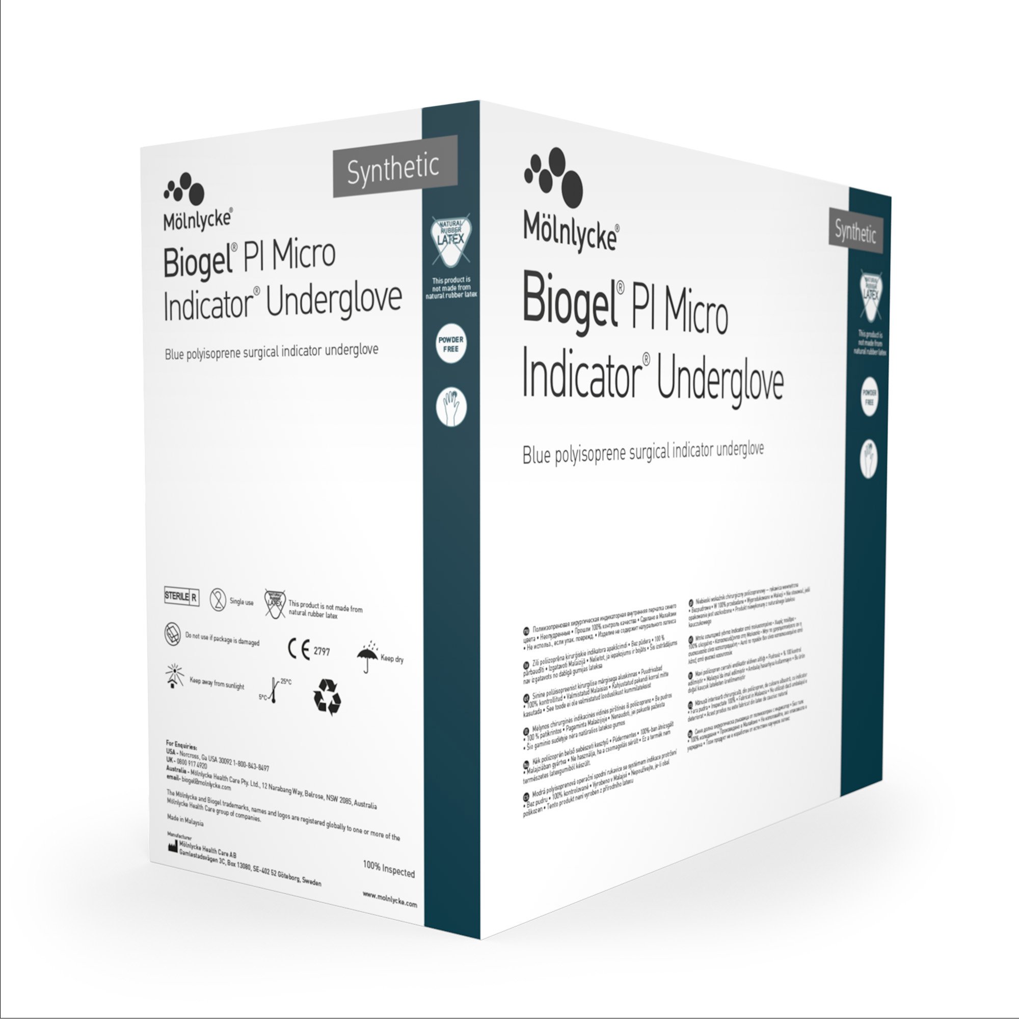 Biogel® PI Micro Indicator® Polyisoprene Surgical Underglove, Size 6.5, Blue - Image 2