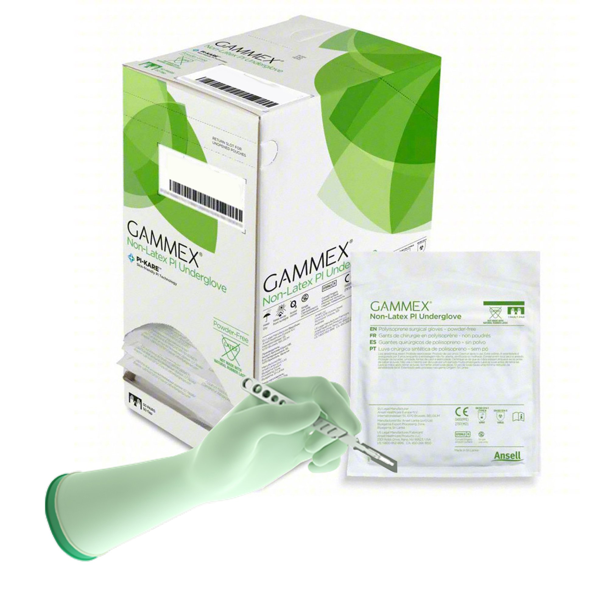 Gammex® Non-Latex PI Polyisoprene Surgical Underglove, Size 6, Green
