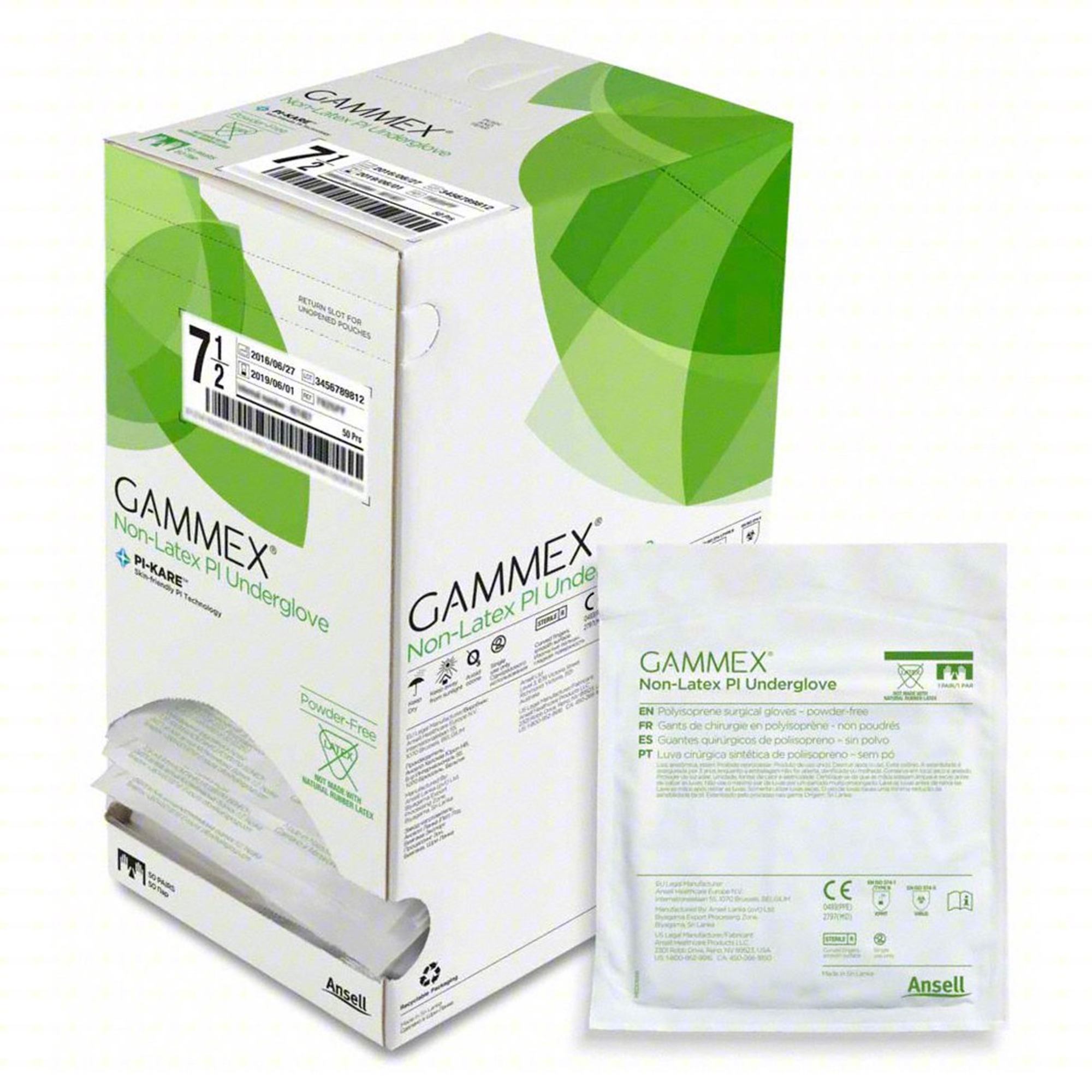 Gammex® Non-Latex PI Polyisoprene Surgical Underglove, Size 7.5, Green - Image 2