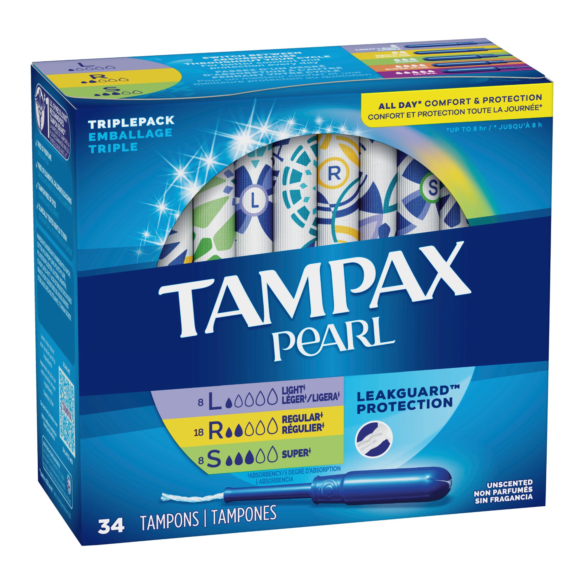 Tampax® Pearl Tampons Light/Regular/Super Absorbency Unscented