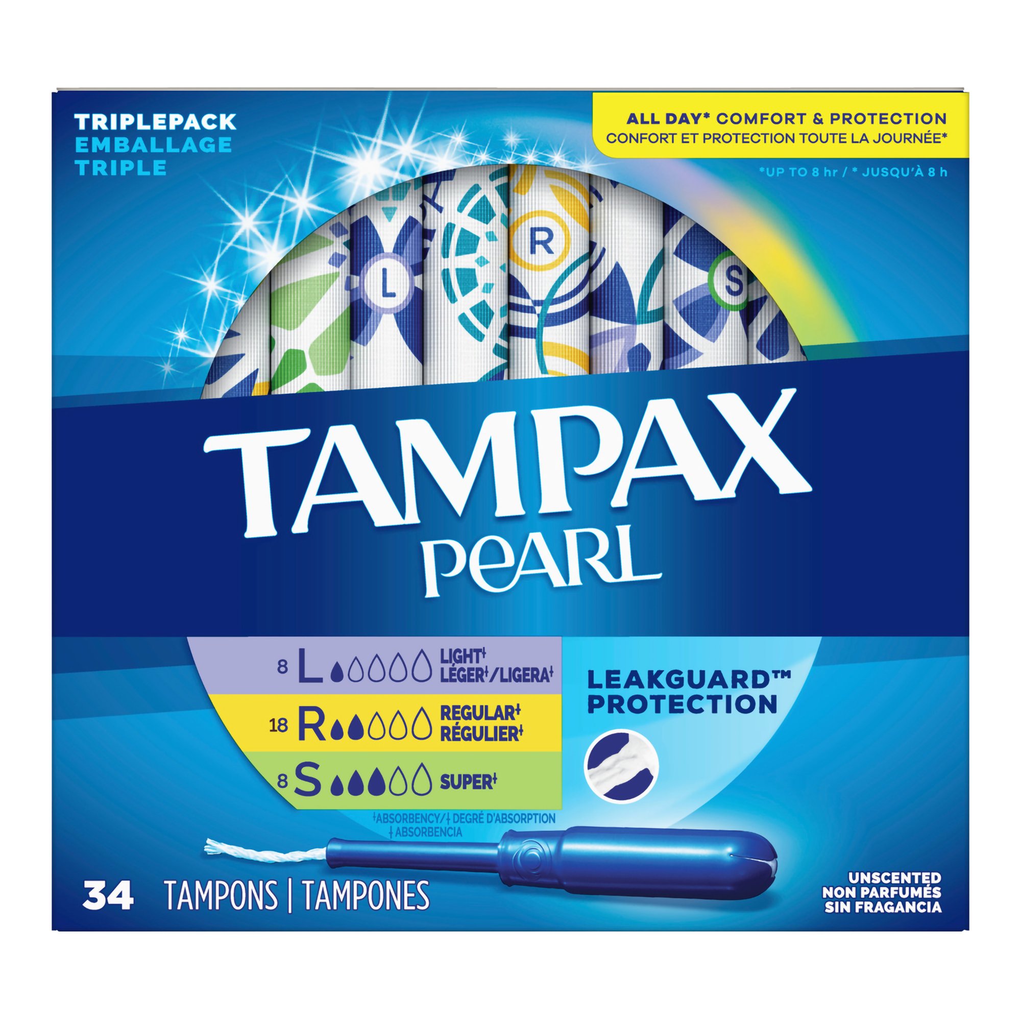 Tampax® Pearl Tampons Light/Regular/Super Absorbency Unscented - Image 2