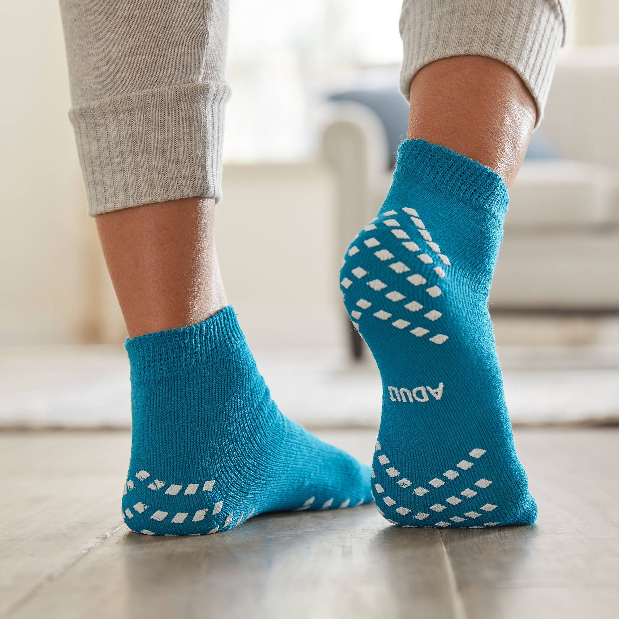 McKesson Single Tread Slipper Socks, Large, Teal - Image 9