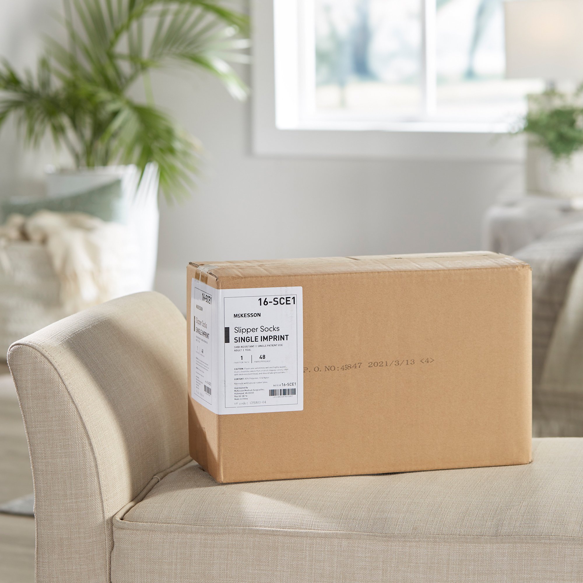 McKesson Single Tread Slipper Socks, Large, Teal - Image 10