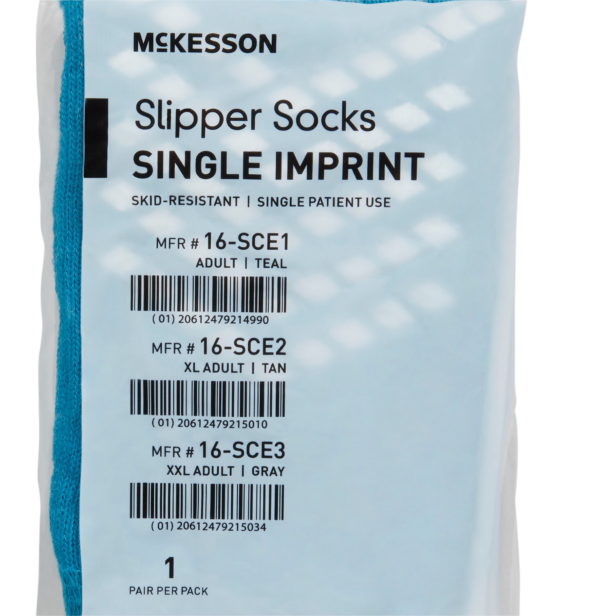McKesson Single Tread Slipper Socks, Large, Teal - Image 5