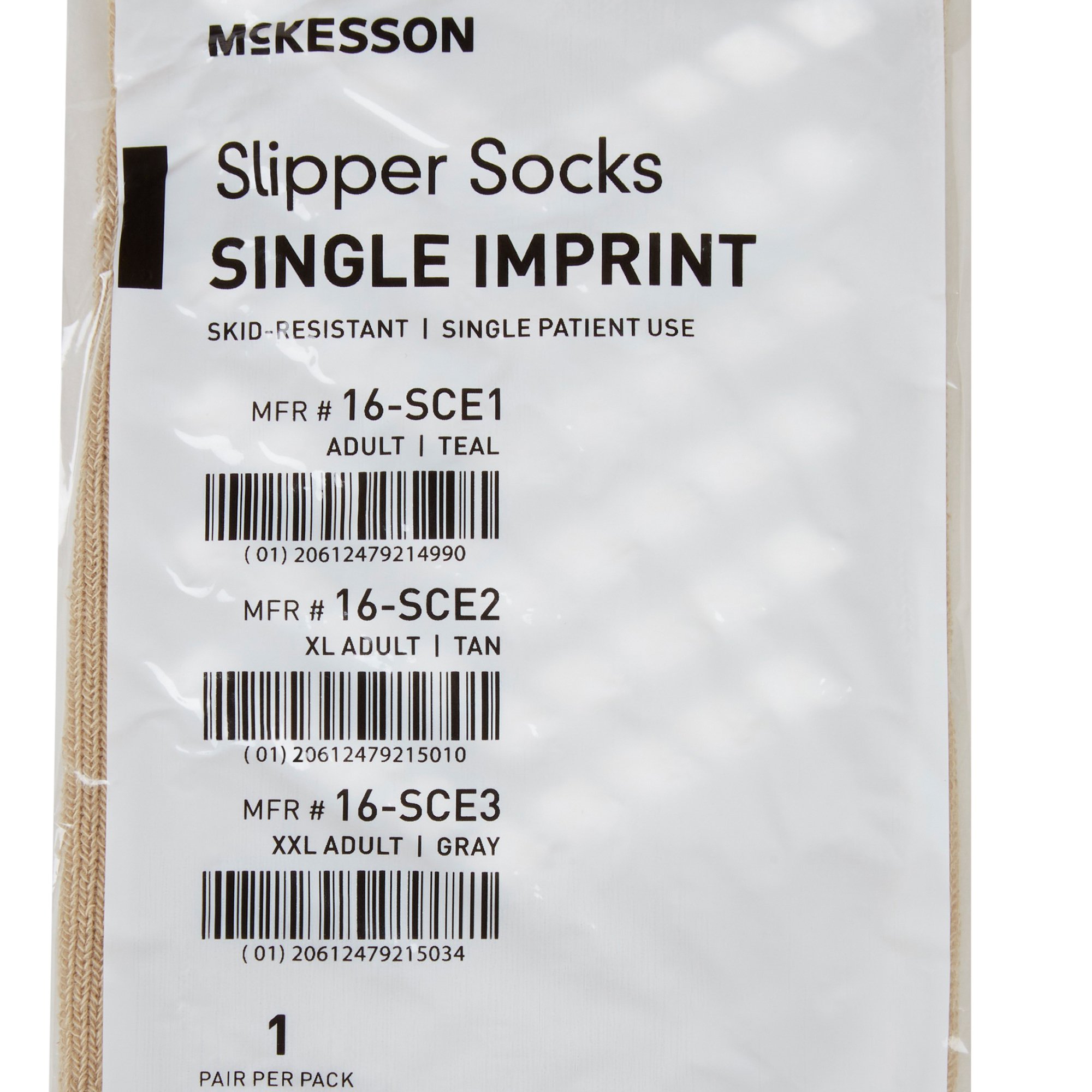 McKesson Single Tread Slipper Socks, X-Large, Tan - Image 5