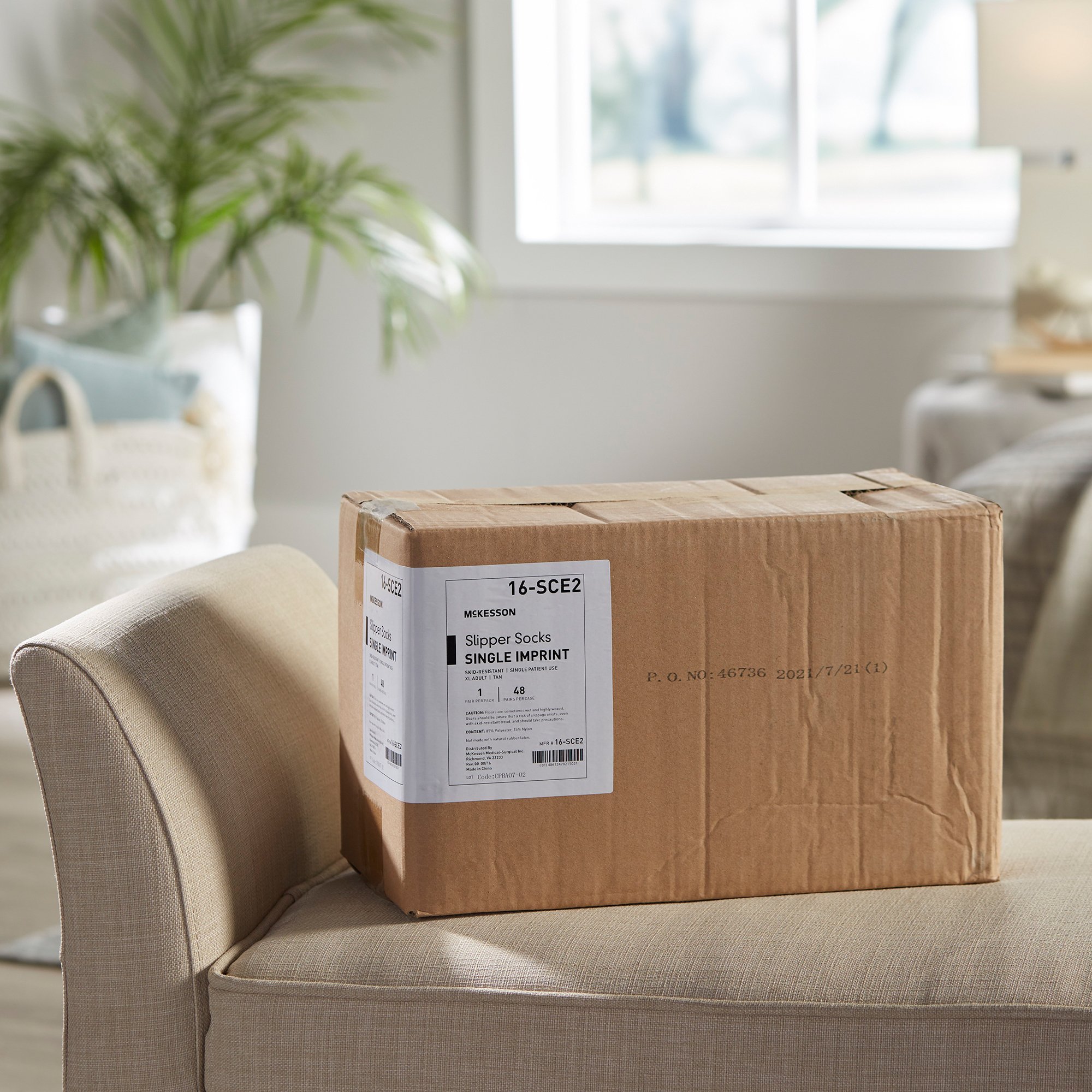 McKesson Single Tread Slipper Socks, X-Large, Tan - Image 10