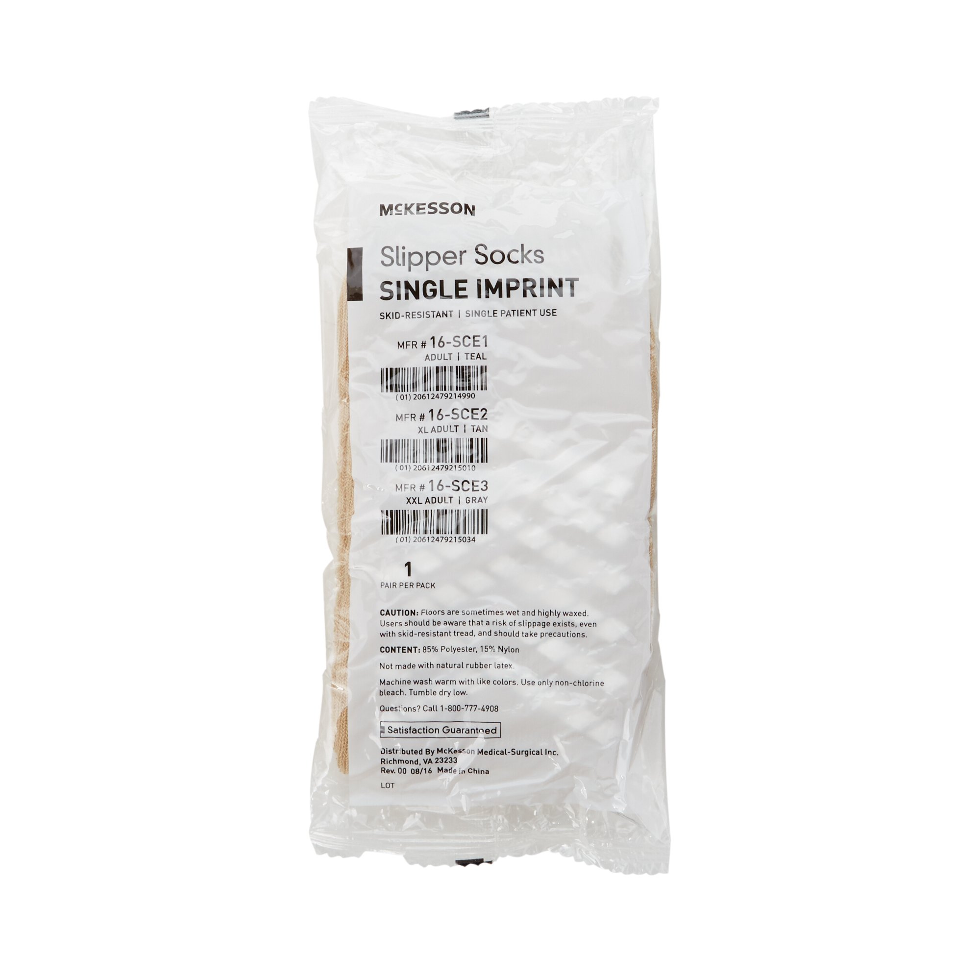 McKesson Single Tread Slipper Socks, X-Large, Tan - Image 3