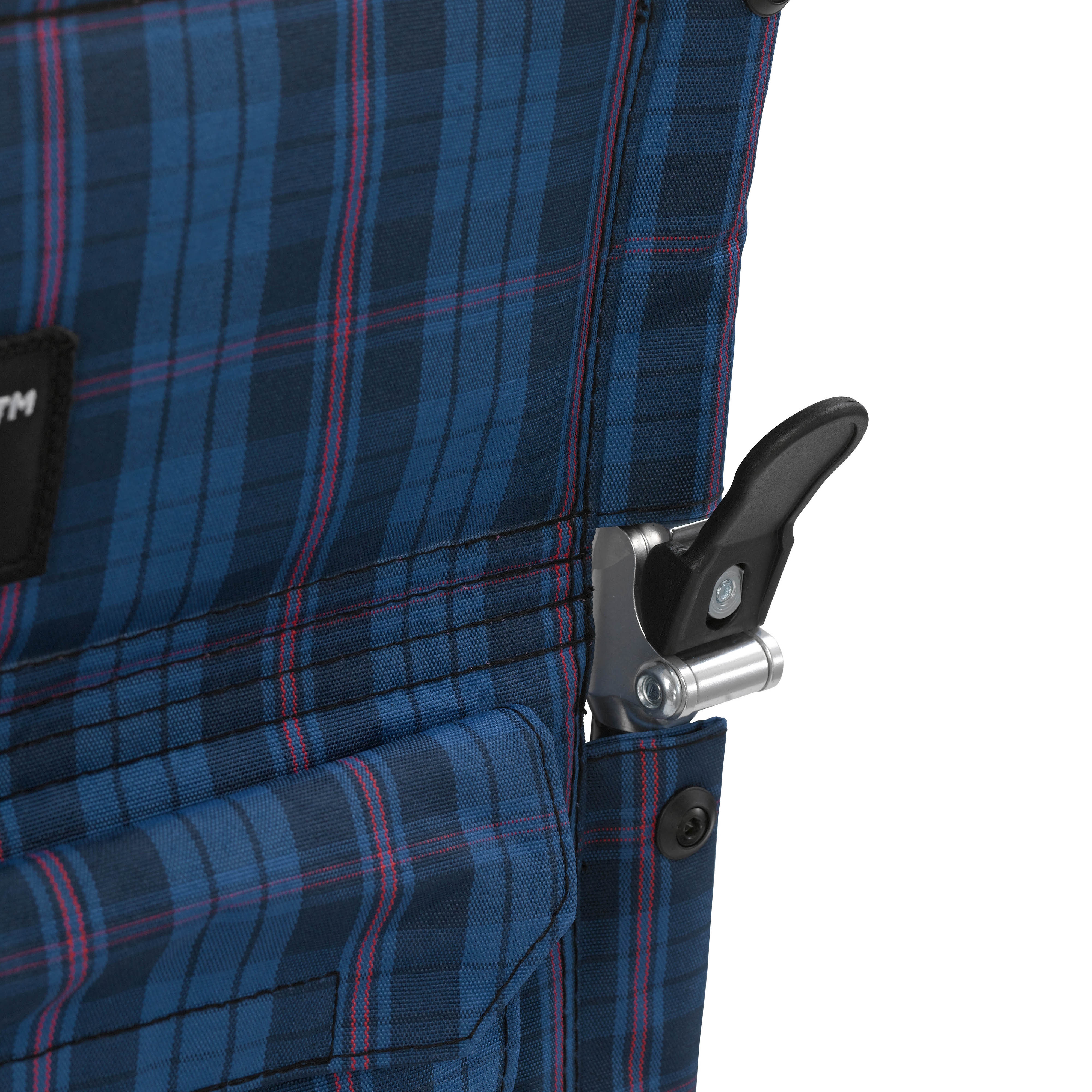 drive™ Fly-Lite Ultra Transport Wheelchair, Blue Frame w/ Plaid Upholstery - Image 5